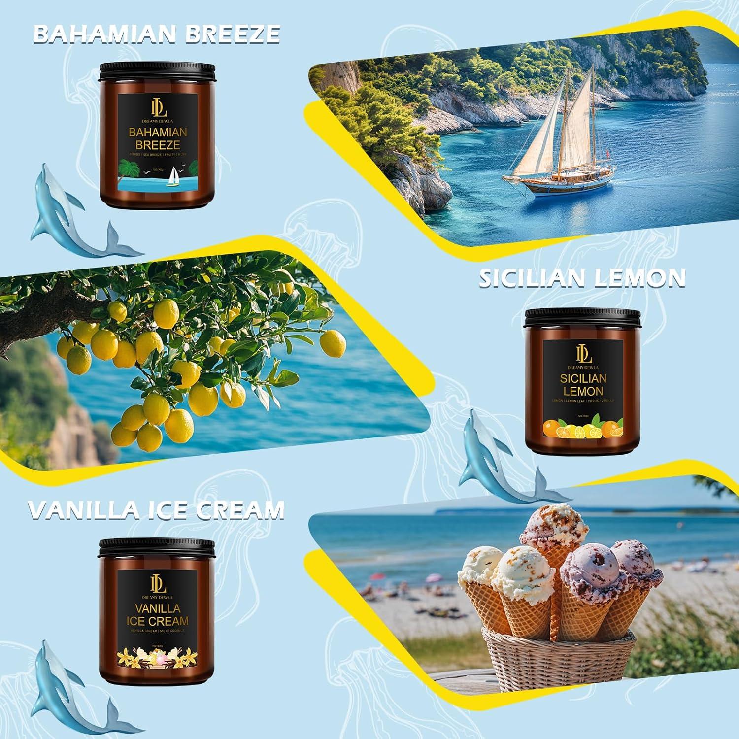 Juego de 6 Velas Aromáticas de Soja DL DREAMY DEWLA 1190g