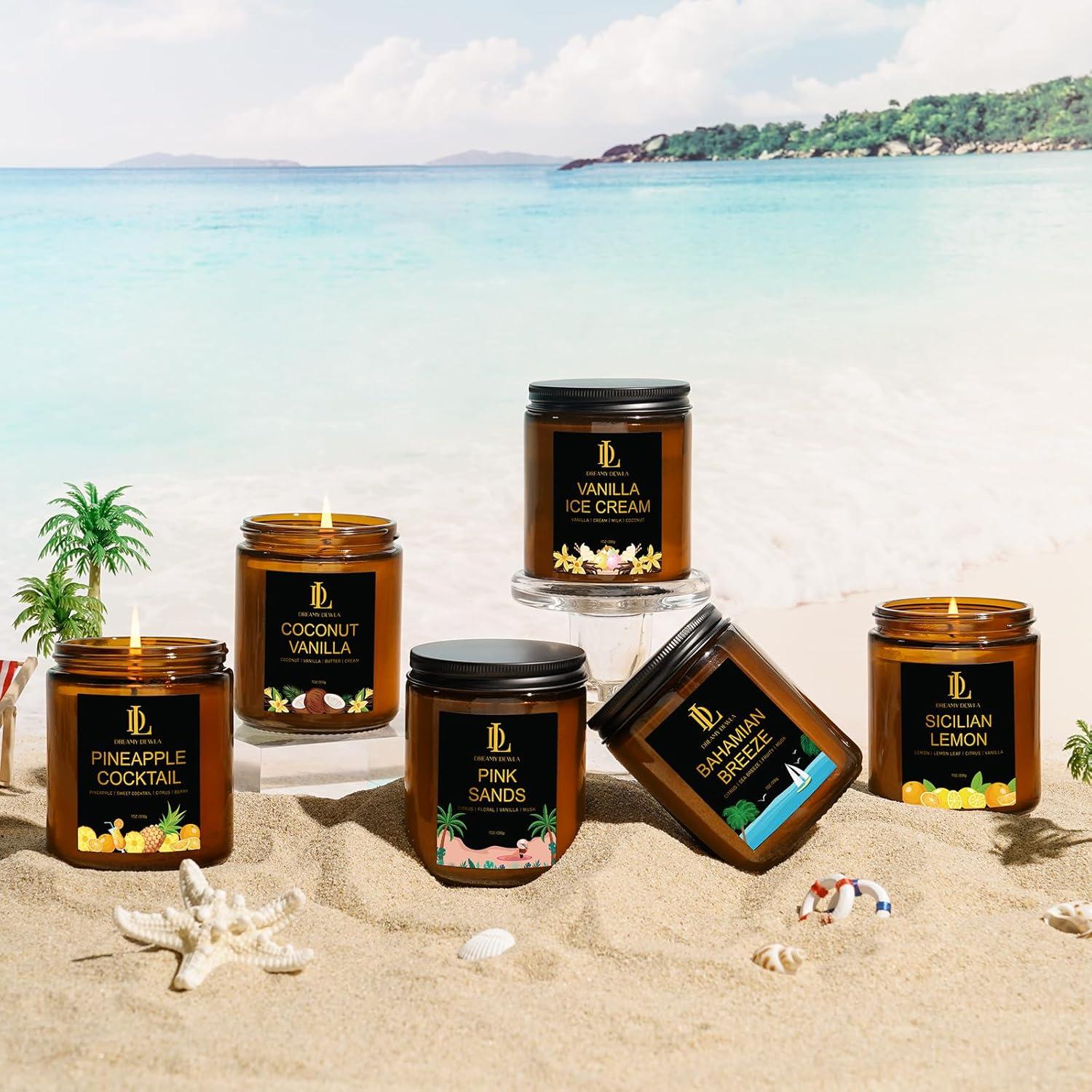 Juego de 6 Velas Aromáticas de Soja DL DREAMY DEWLA 1190g