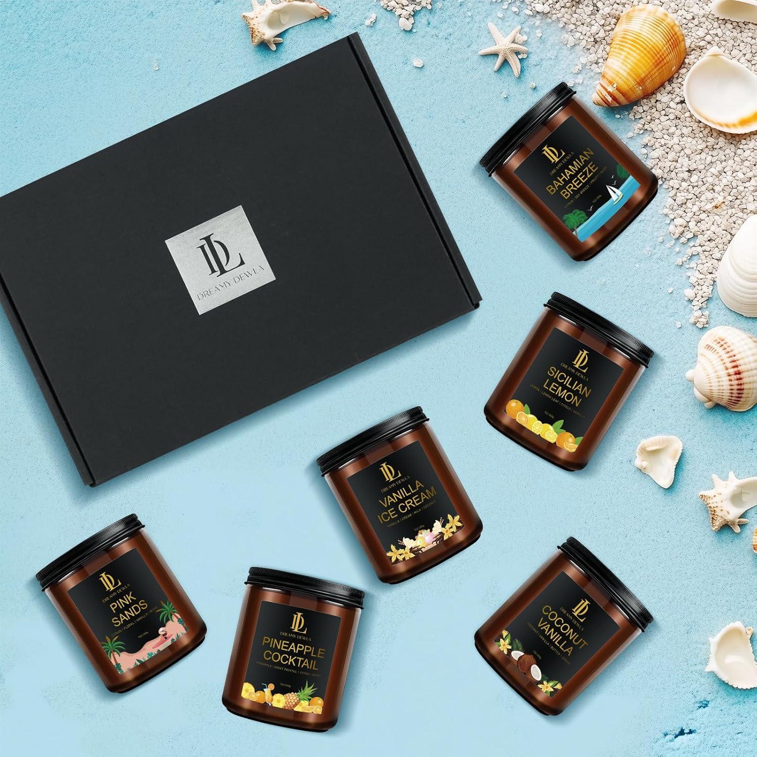 Juego de 6 Velas Aromáticas de Soja DL DREAMY DEWLA 1190g