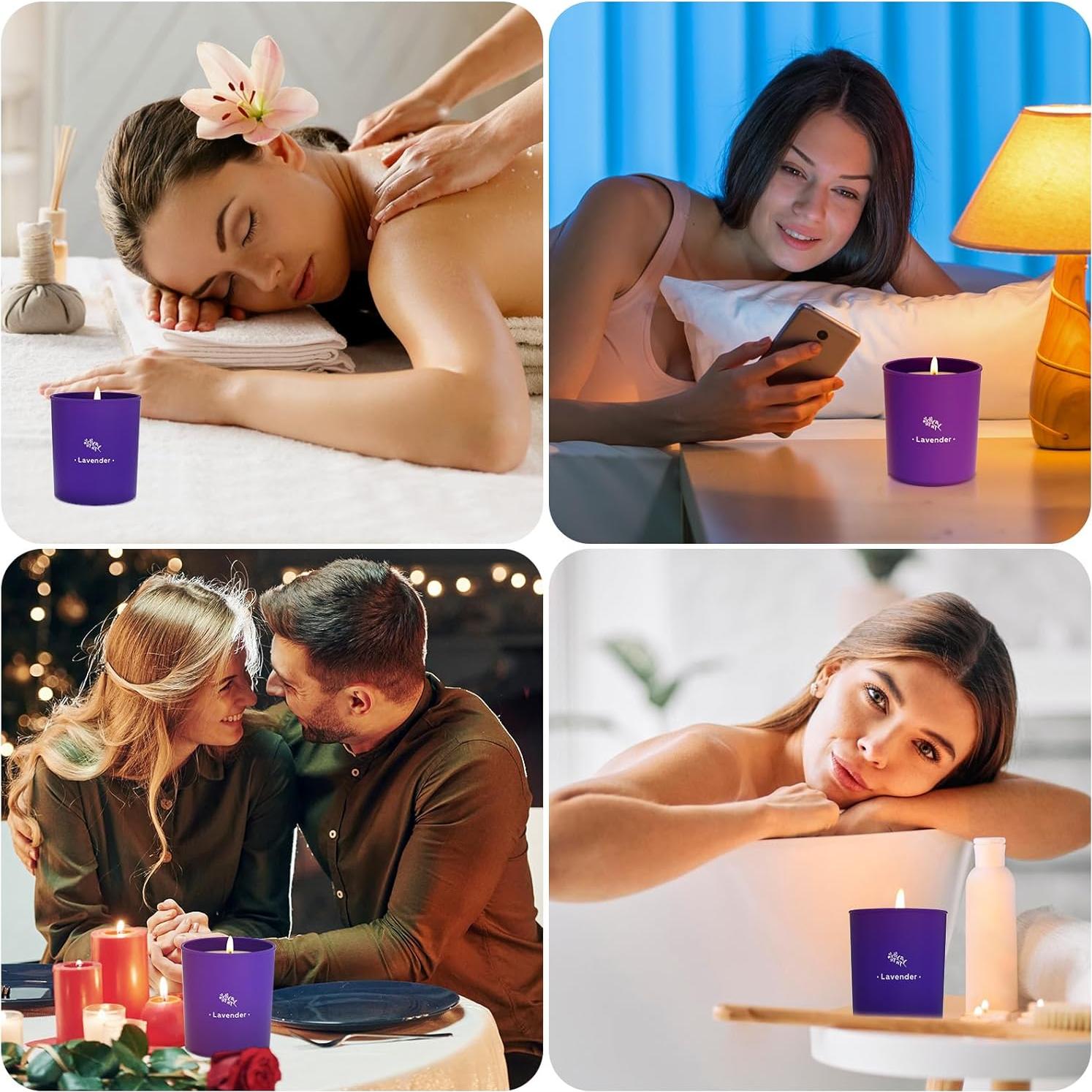 Vela Aromática de Lavanda TranquilBliss 227g en Tarro Morado