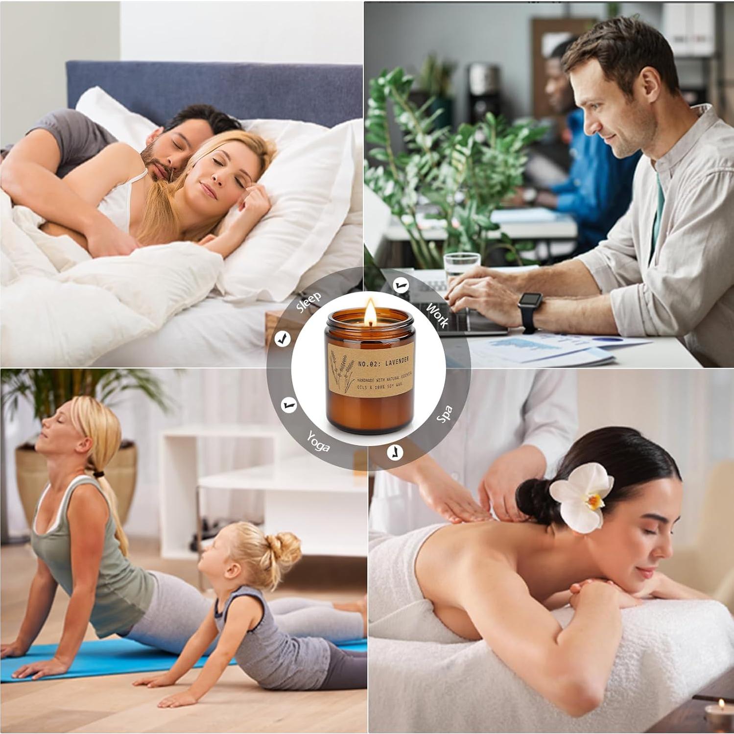 Set de 4 Velas Aromáticas de Soja FKJOL - Lavanda, Sándalo, Ámbar