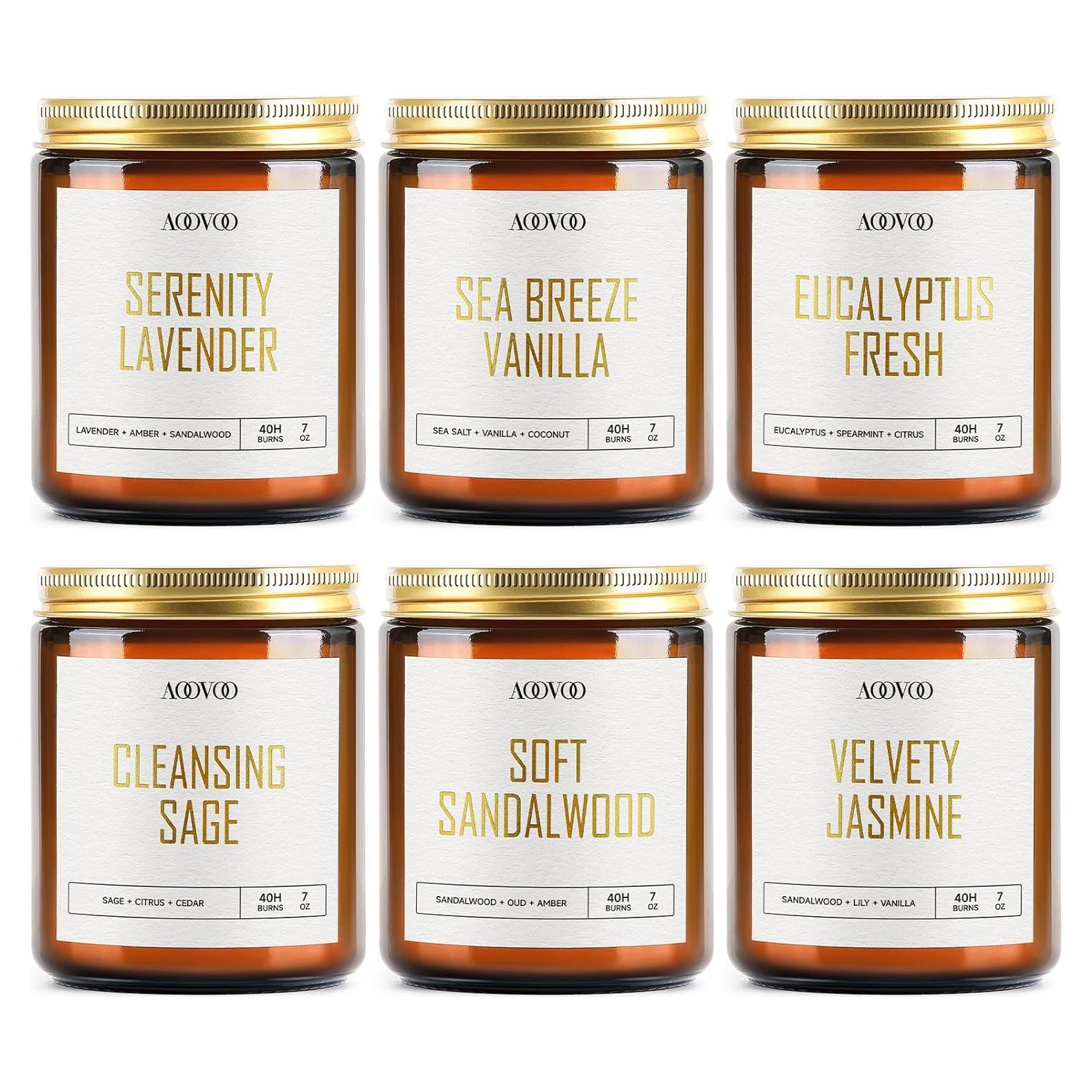 Conjunto de 6 Velas Aromáticas AOOVOO de Cera de Soja