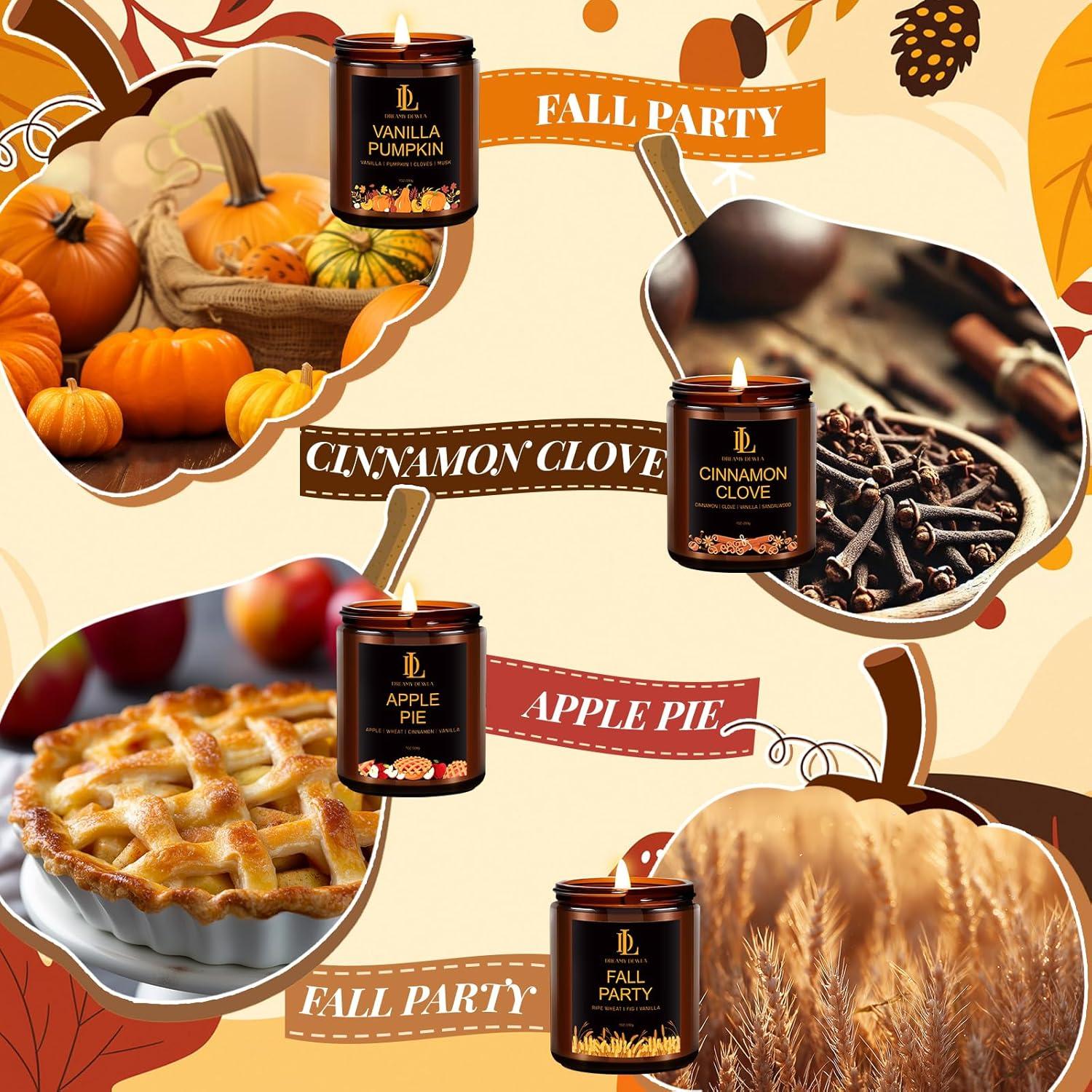 Juego de 4 Velas Aromáticas de Soja Otoño - 198g cada una