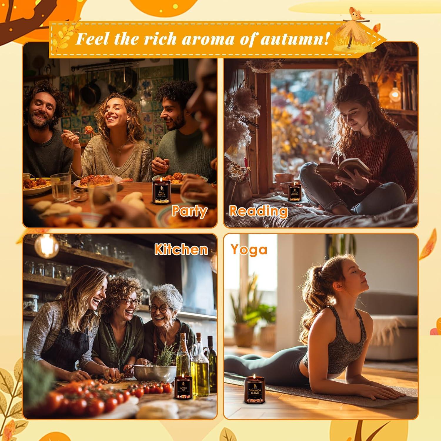 Juego de 4 Velas Aromáticas de Soja Otoño - 198g cada una