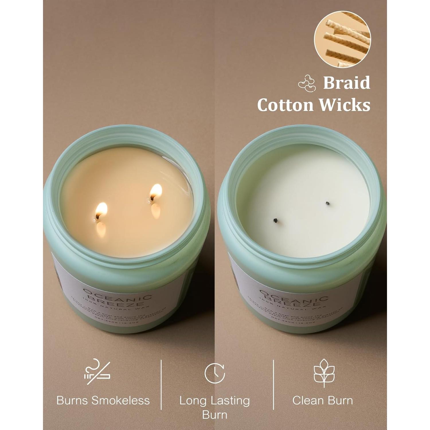 Vela Aromatizada M&SENSE Brisa Oceánica 550g 110 Horas 2 Mechas