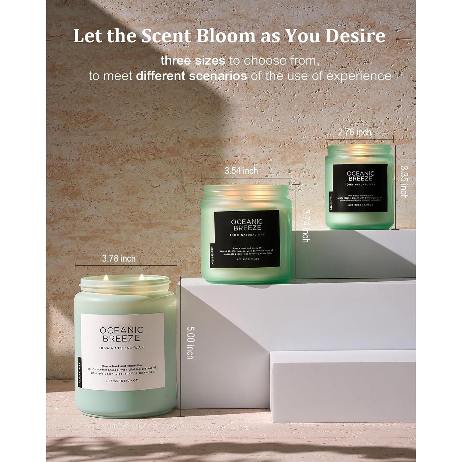 Vela Aromatizada M&SENSE Brisa Oceánica 550g 110 Horas 2 Mechas