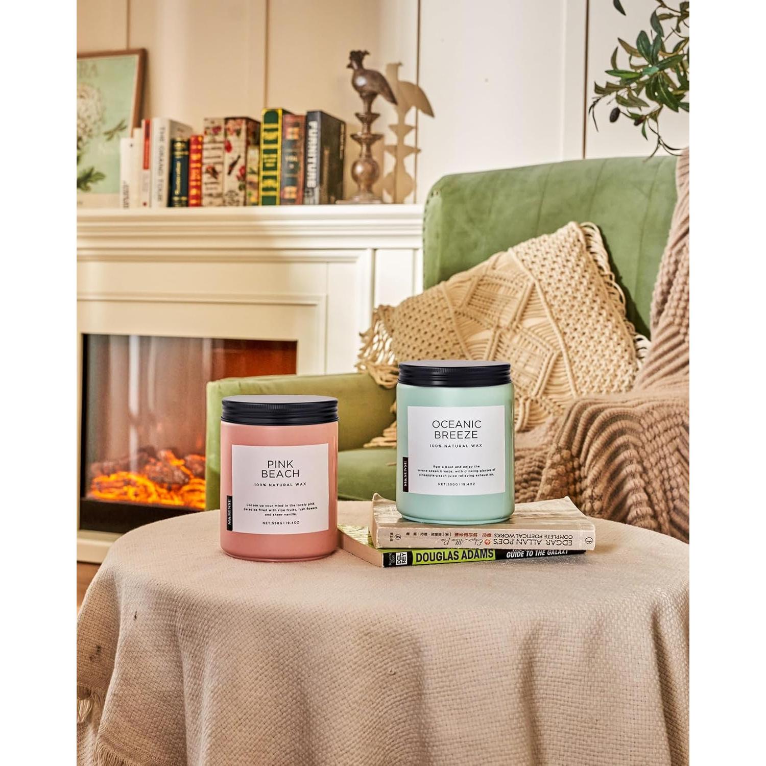 Vela Aromatizada M&SENSE Brisa Oceánica 550g 110 Horas 2 Mechas