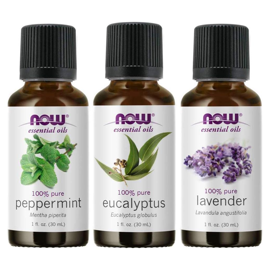 Paquete de 3 Aceites Esenciales NOW 30 ml: Lavanda, Eucalipto, Menta