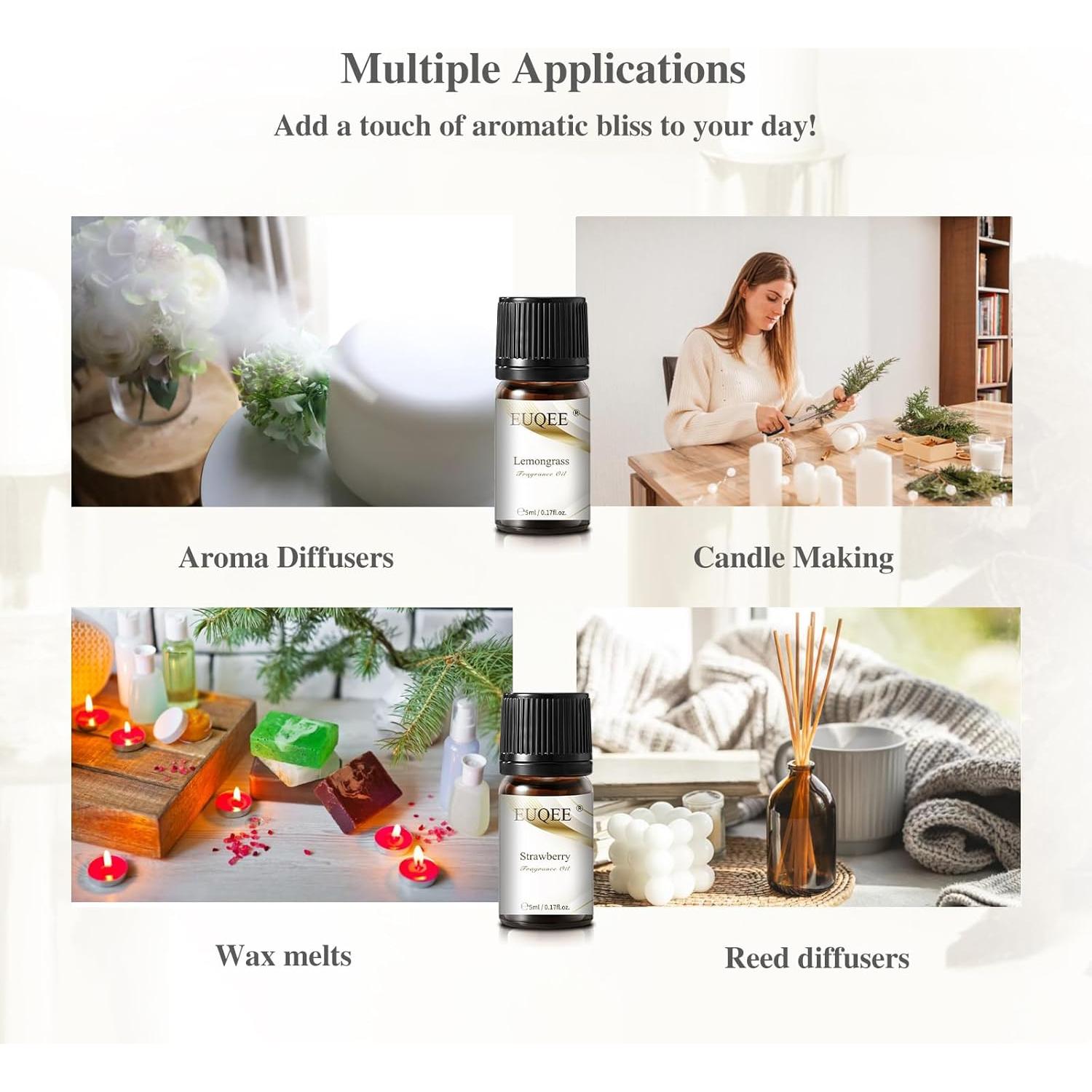 Juego de 12 Aceites Aromáticos EUQEE para Difusor - Regalo