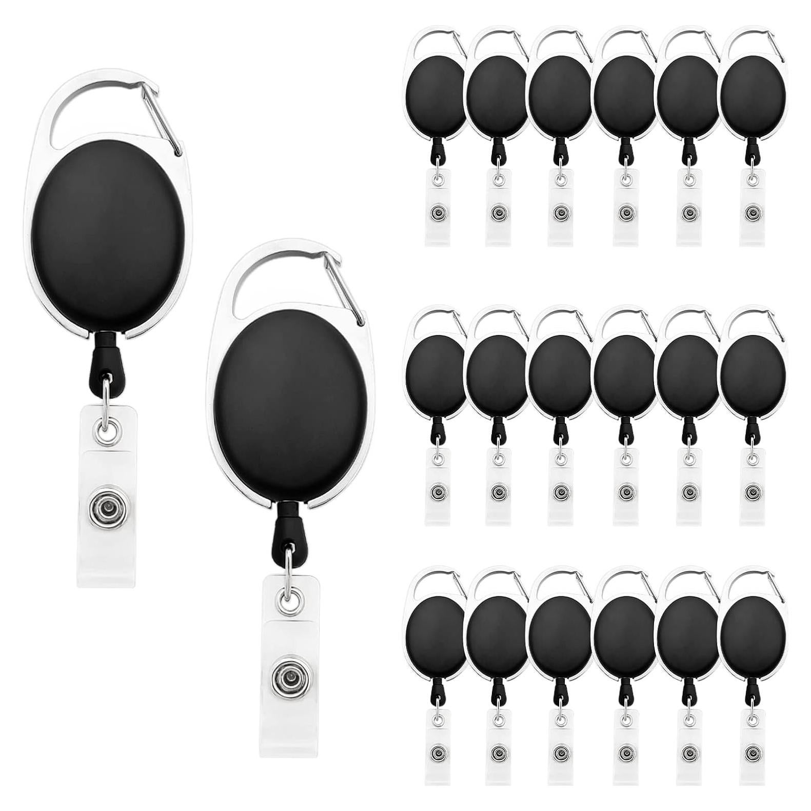 Fushing 20 Sujetadores Identificación Retráctiles Clip Negro