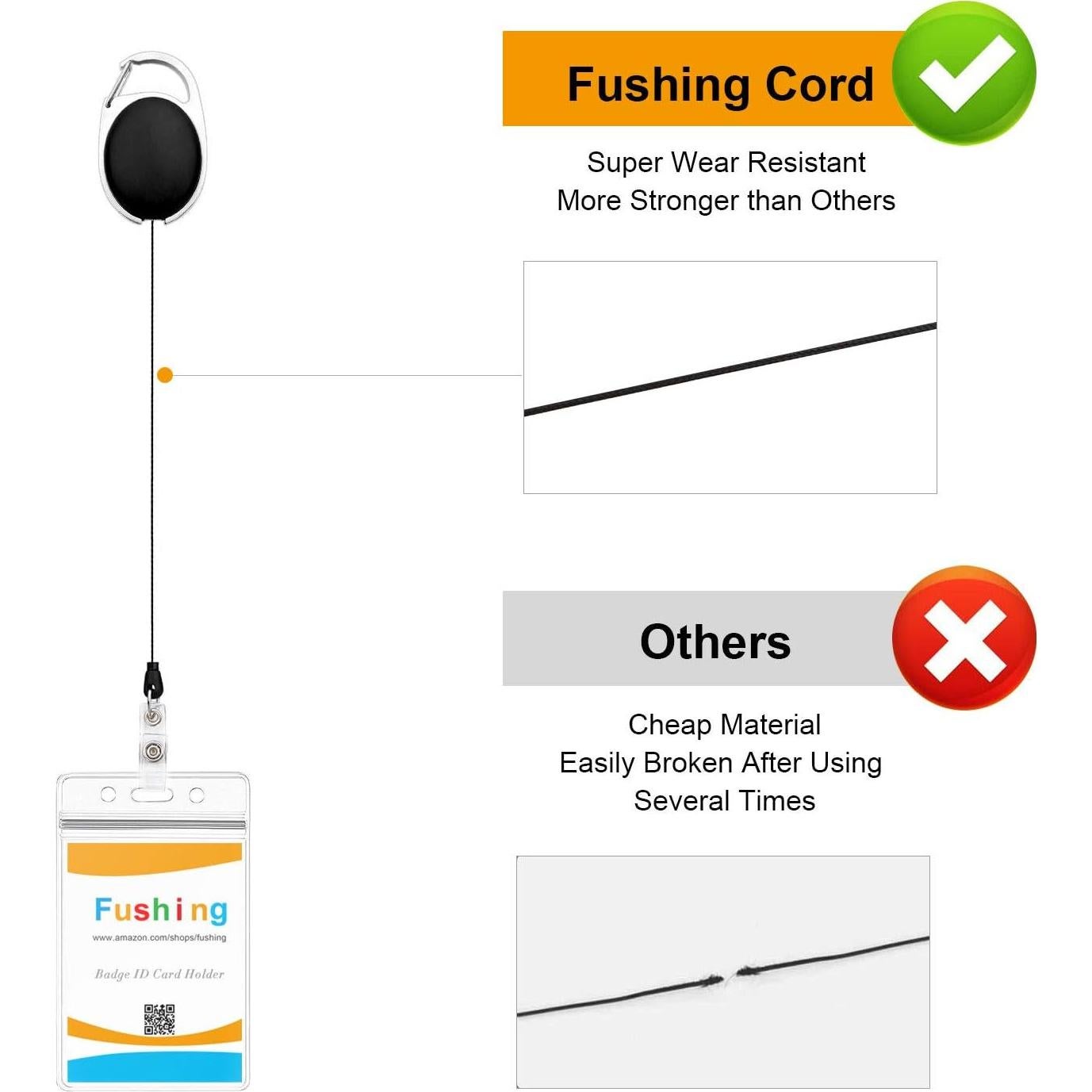 Fushing 20 Sujetadores Identificación Retráctiles Clip Negro