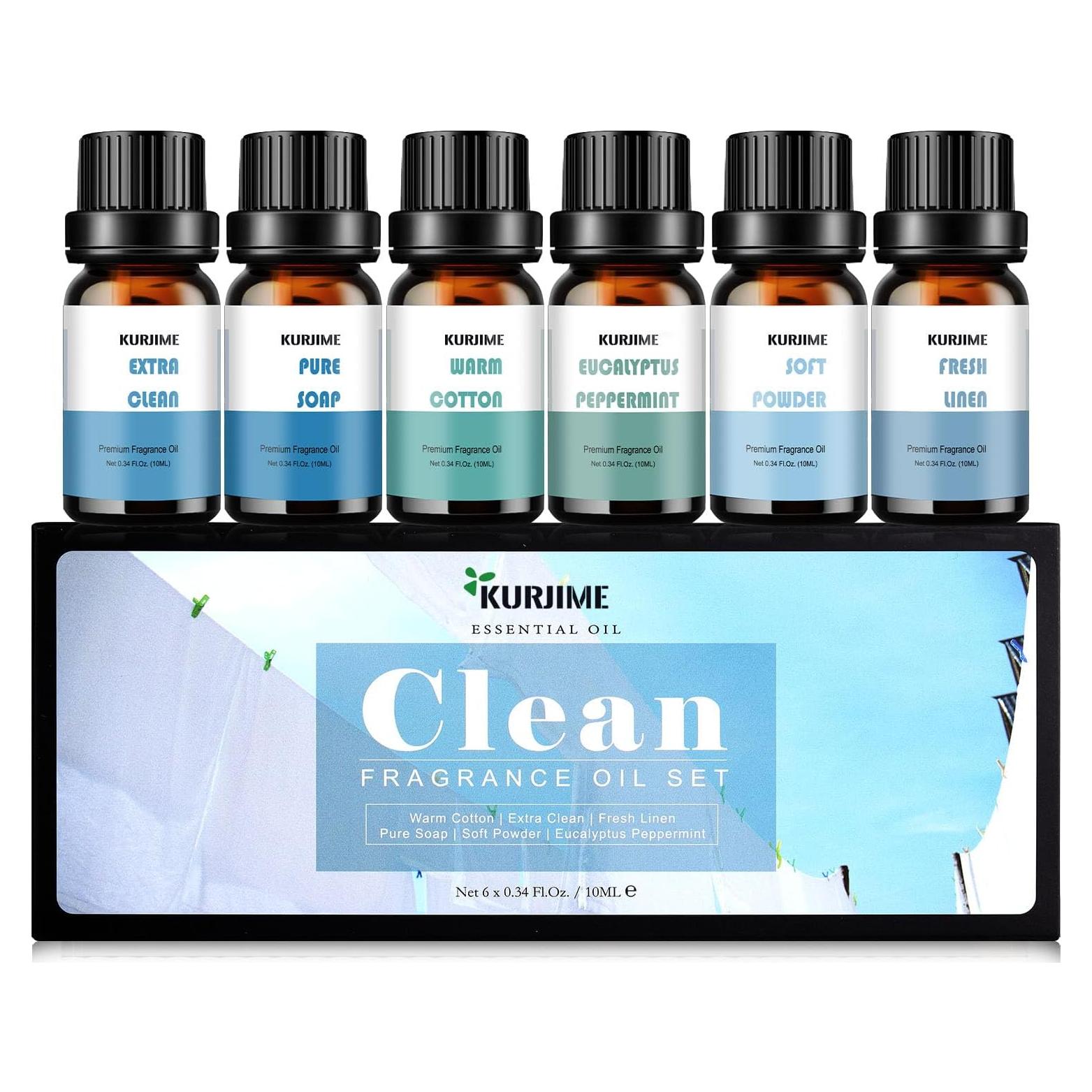 Juego de Aceites Esenciales KURJIME 6x10ml Aromaterapia Limpia