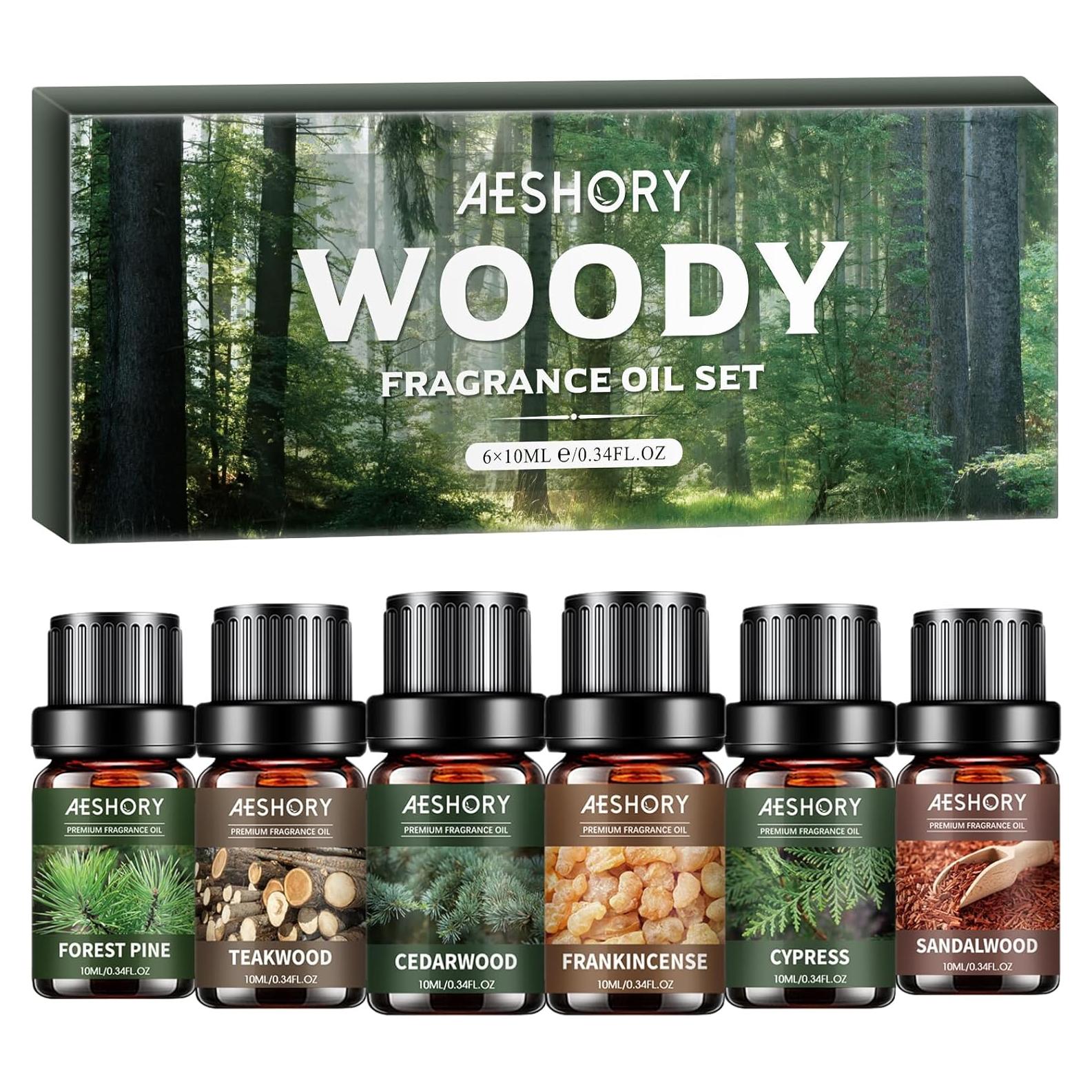 Juego de Aceites Esenciales Woody Aeshory - 6x10ml Aromaterapia