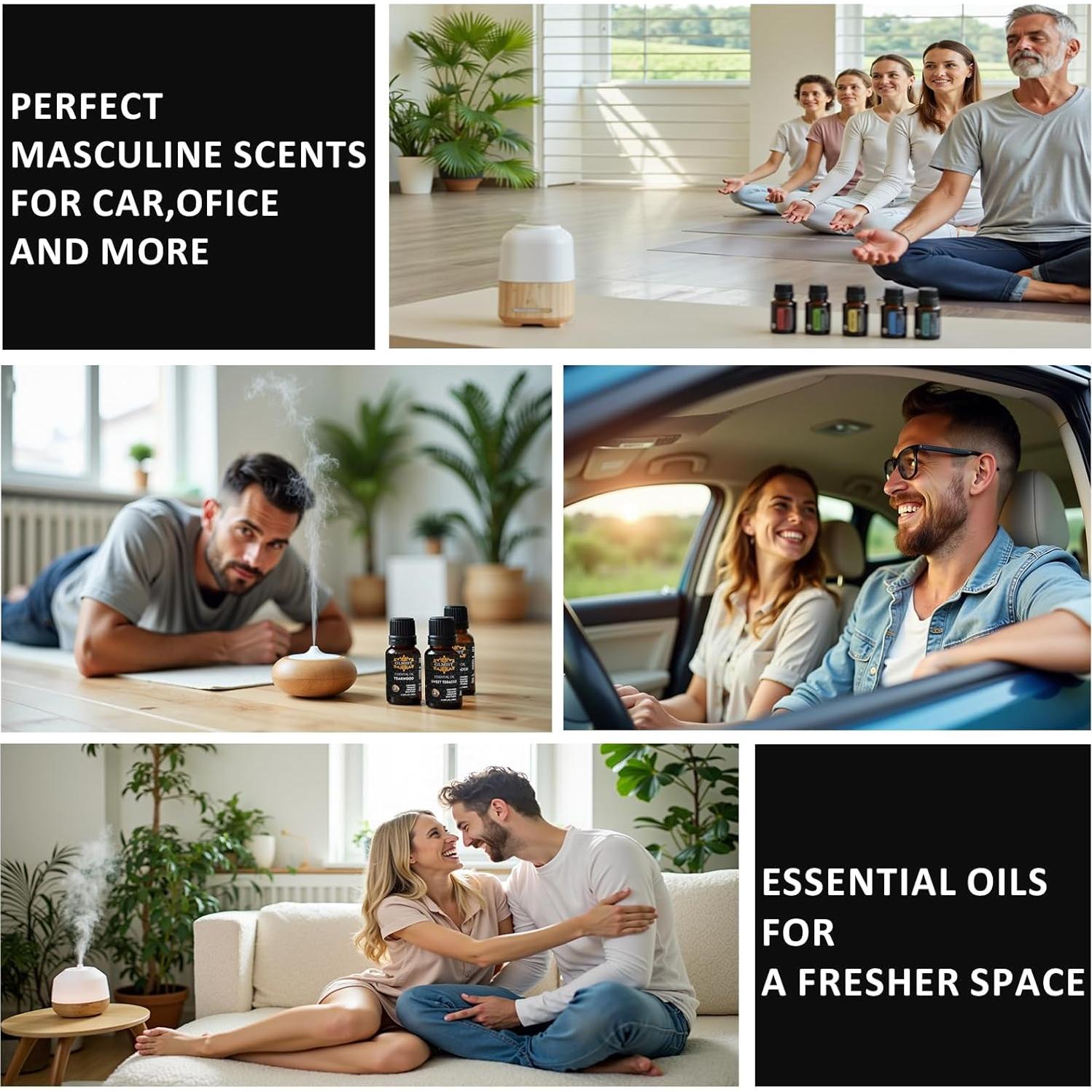 Aceite Esencial Natural GLMIST para Difusores - Kit Hombre