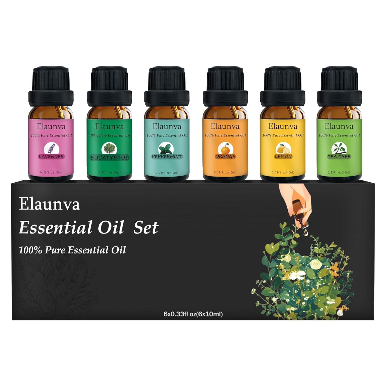 Juego de Aceites Esenciales Elaunva 100% Puro 6x10ml