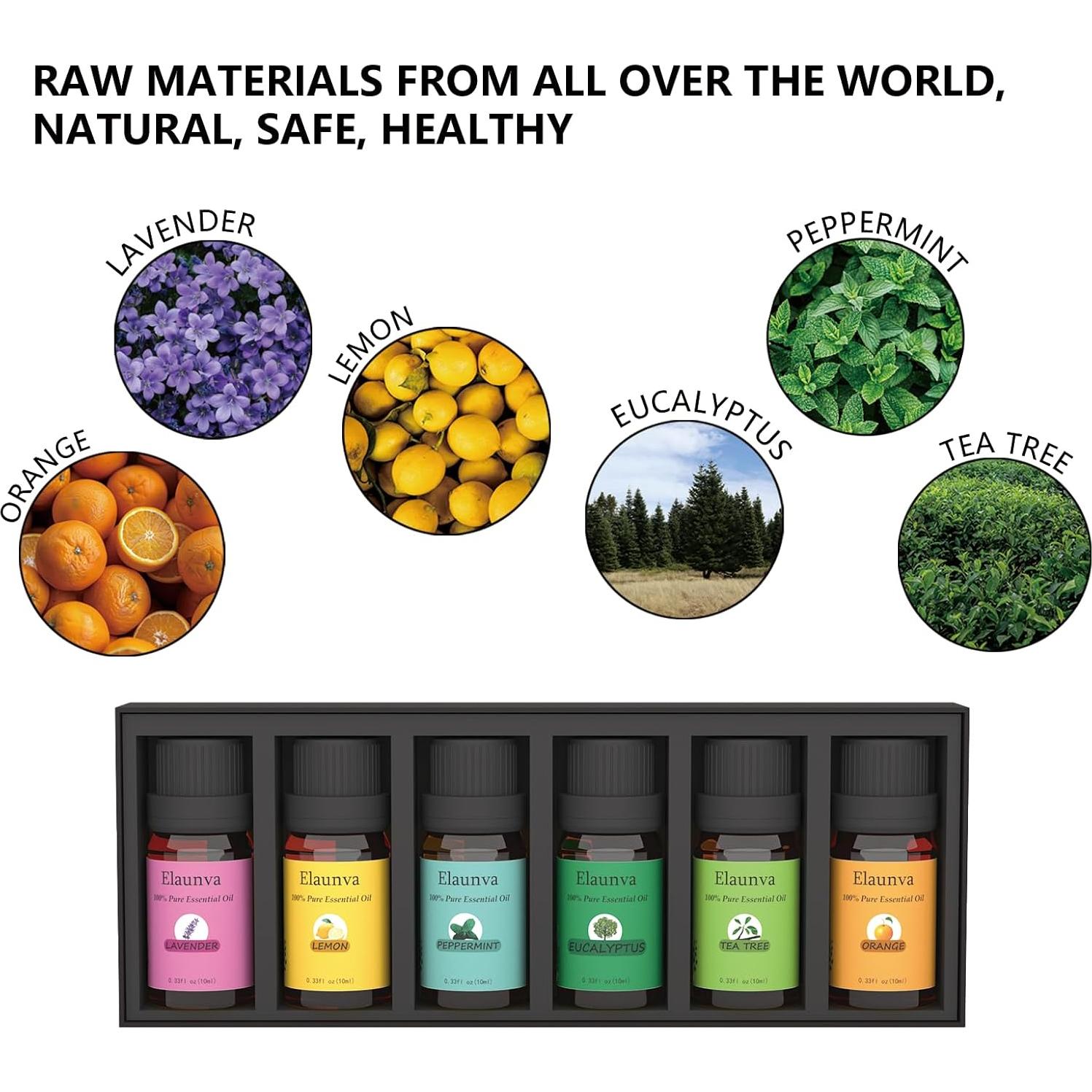 Juego de Aceites Esenciales Elaunva 100% Puro 6x10ml