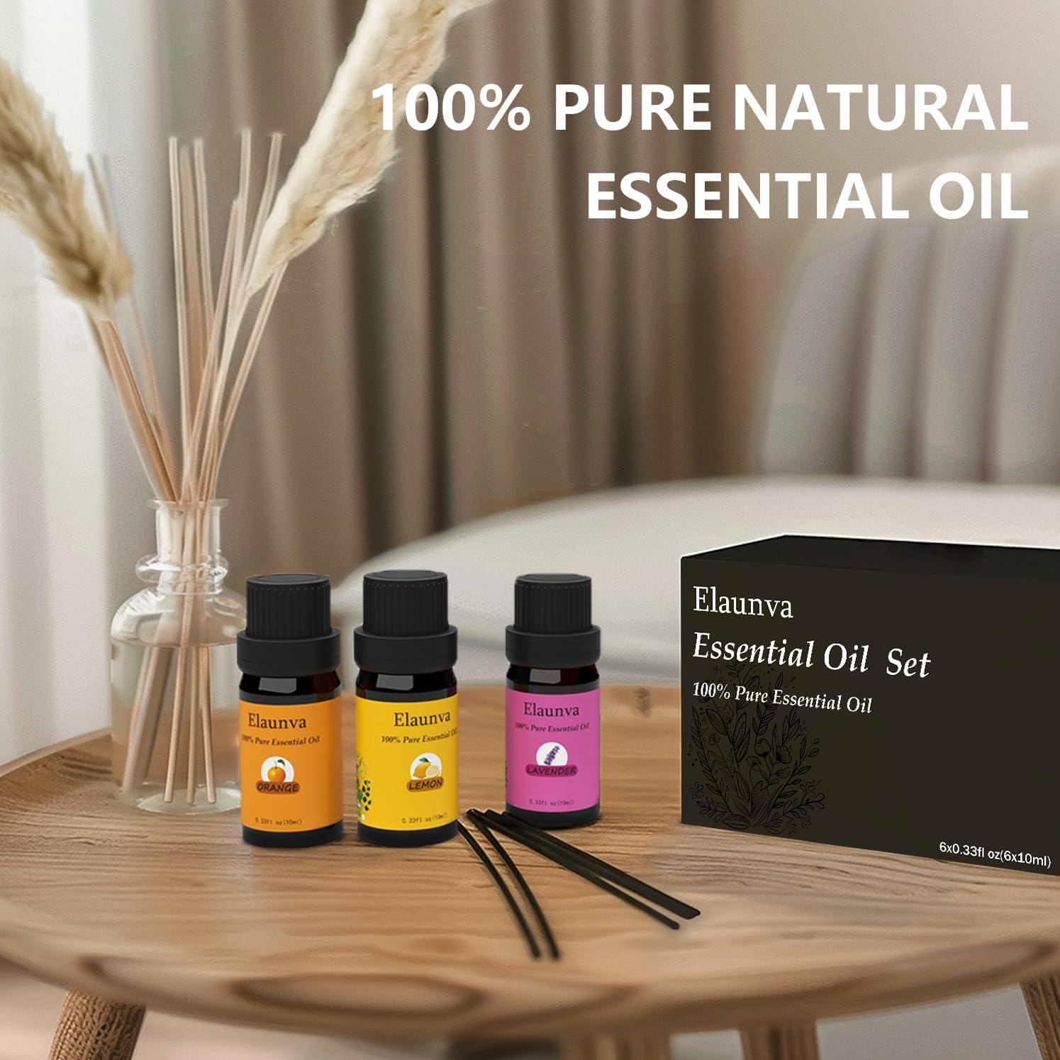 Juego de Aceites Esenciales Elaunva 100% Puro 6x10ml