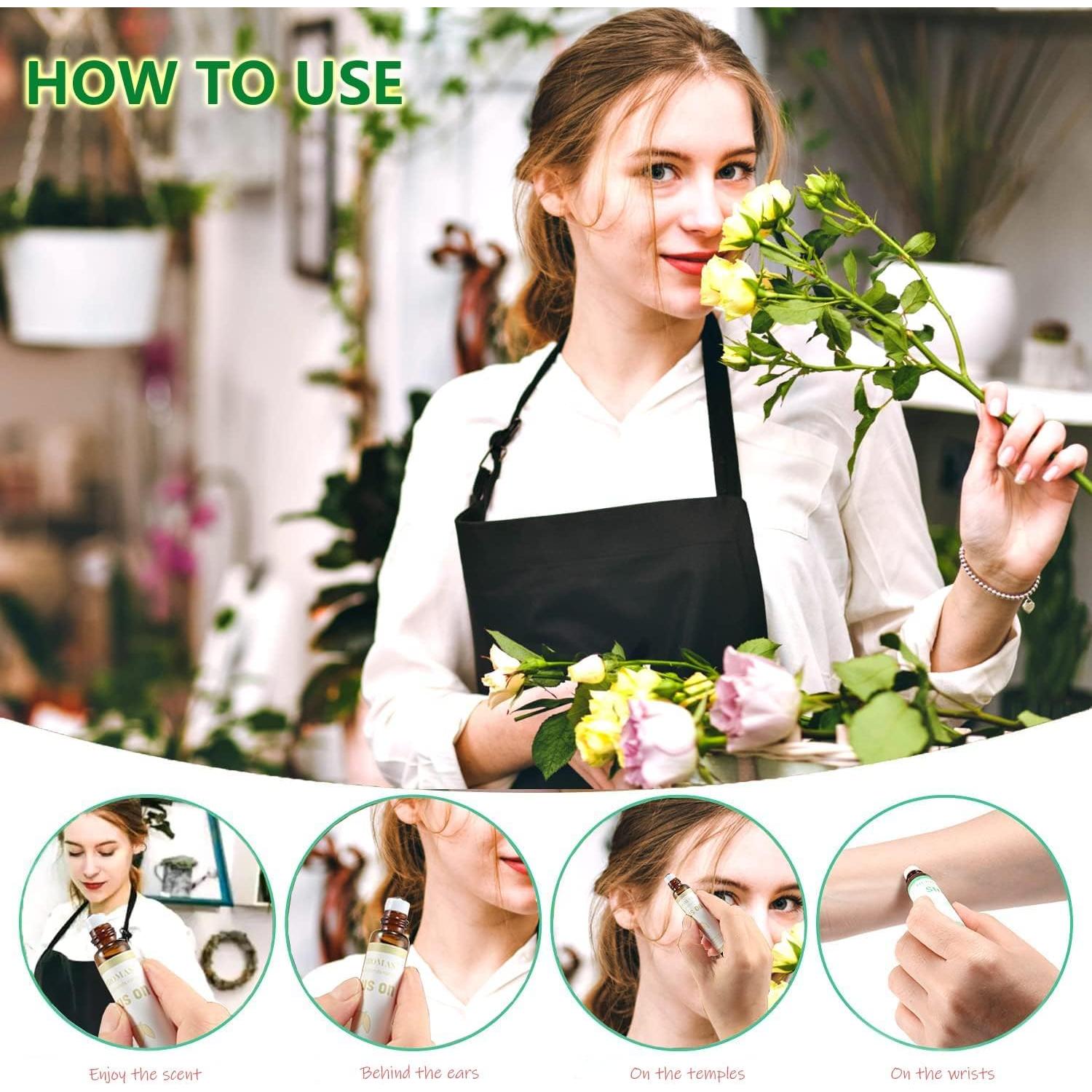 Set de Aceites Esenciales Herbromas 4x9.8ml Roll On Aromaterapia