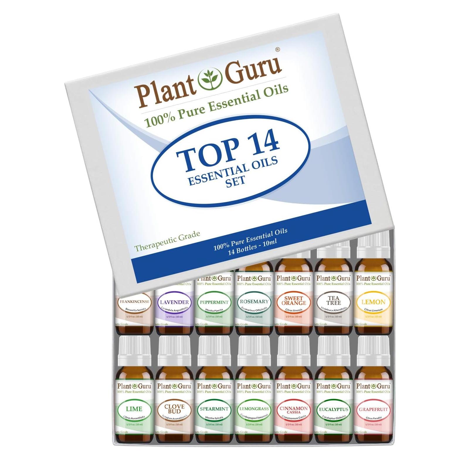 Juego de 14 Aceites Esenciales 10 ml Plant Guru 100% Puro