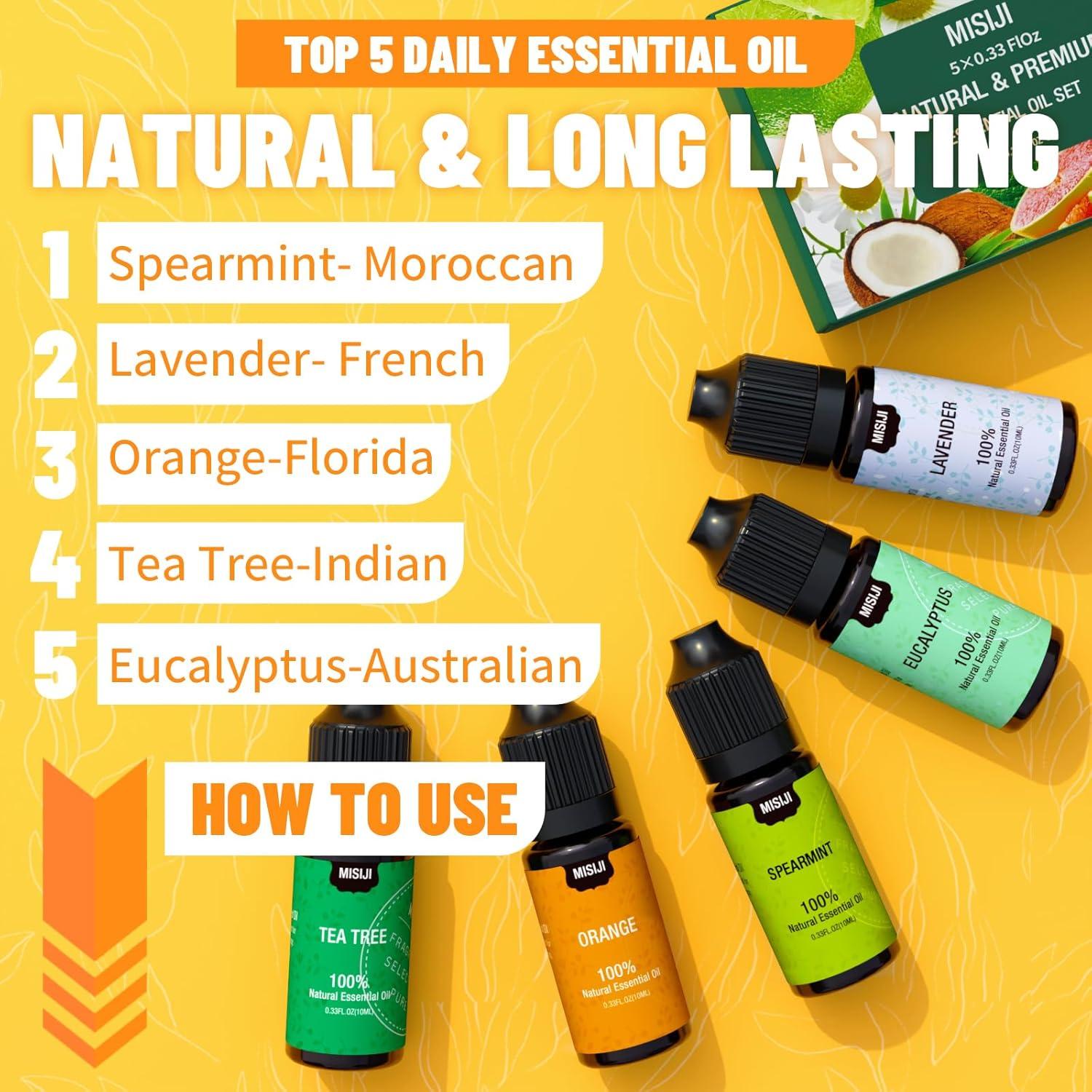 Juego de Aceites Esenciales MISIJI 5 Frascos 10ml para Difusor