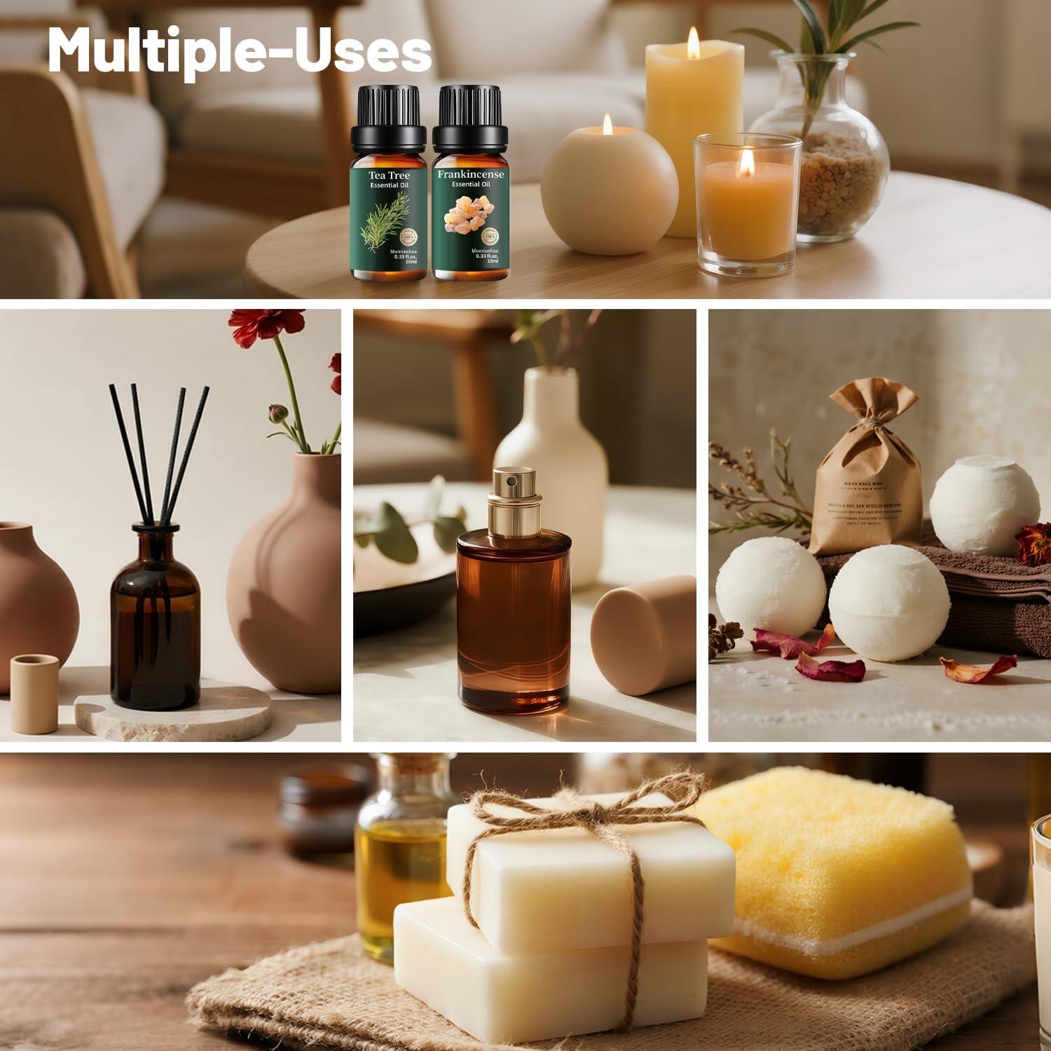 Juego de Aceites Esenciales Woody 6x10ml - Sándalo, Cedro, Árbol de Té