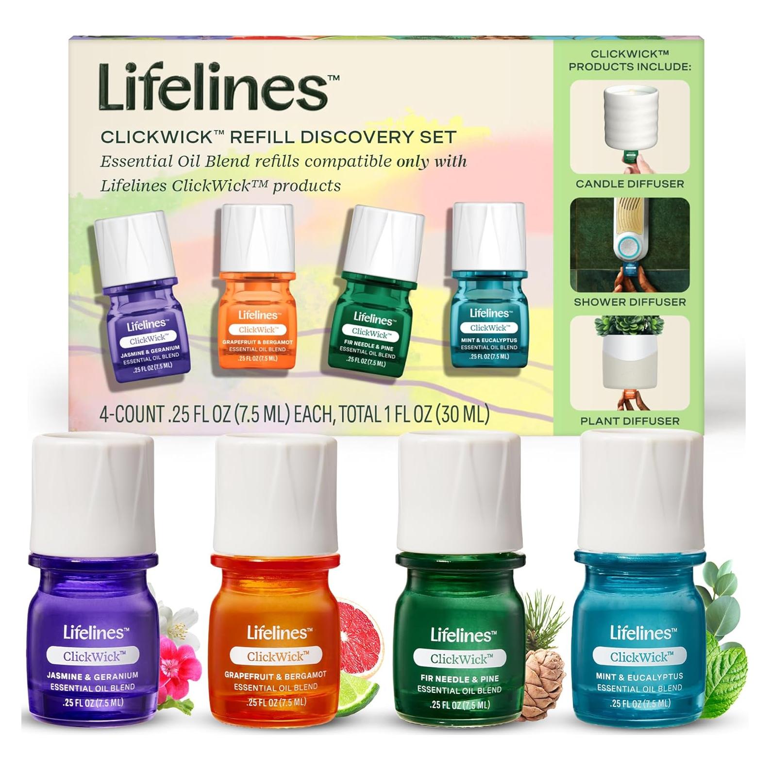 Set de Aceites Esenciales ClickWick Lifelines - 4 Fragancias