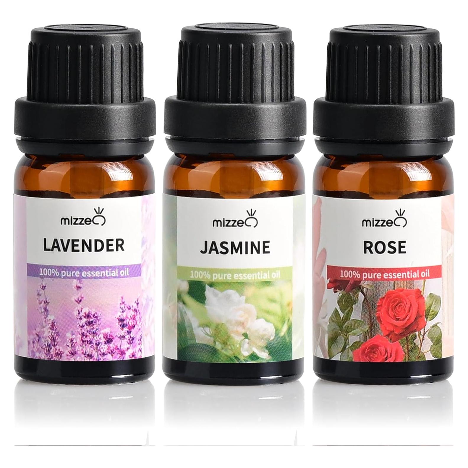 Juego de Aceites Esenciales Florales Mizzeo 3x10ml - Lavanda, Rosa, Jazmín