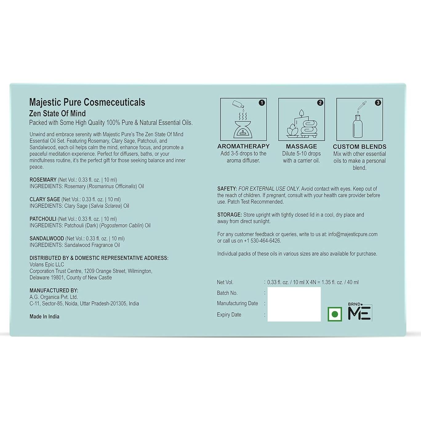 Set de Aceites Esenciales de Meditación Majestic Pure 4x8.8ml