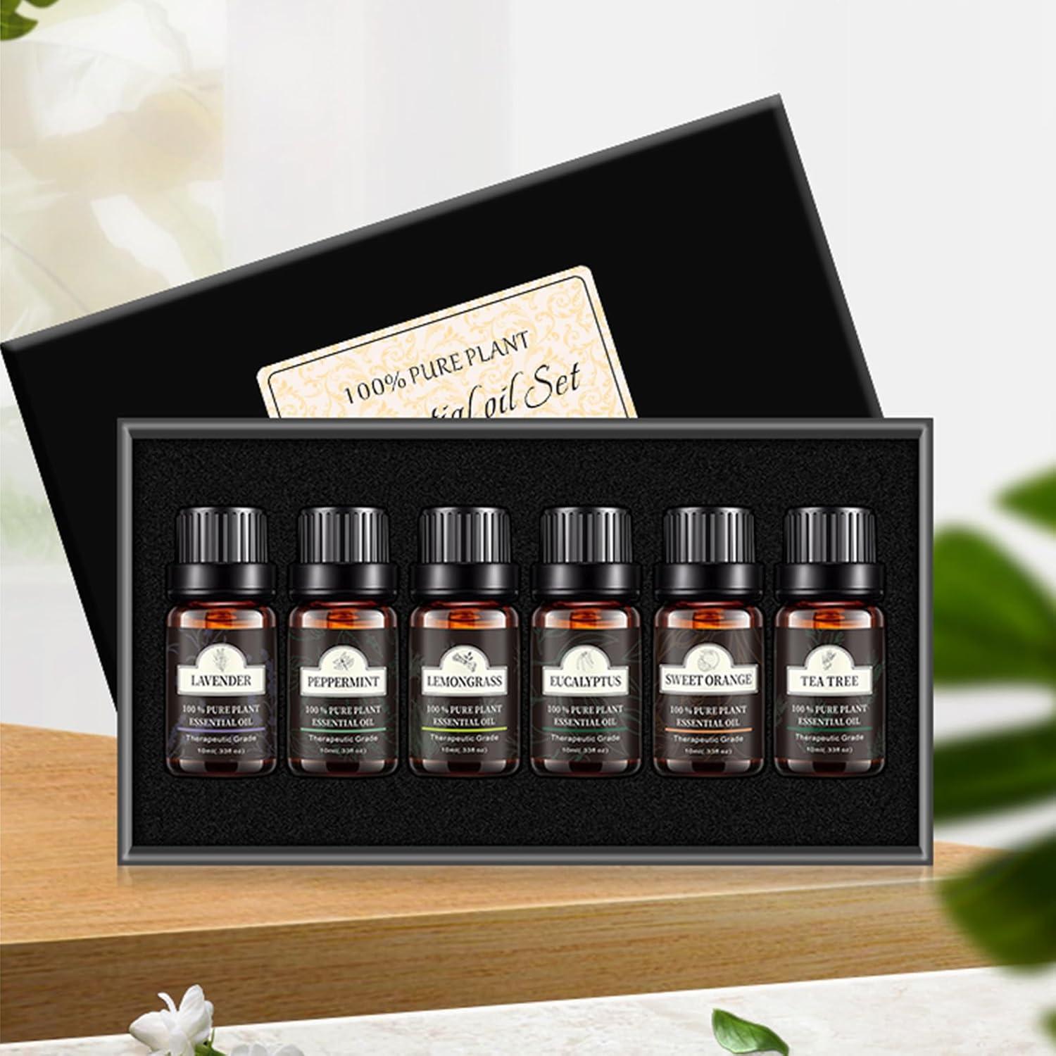 Juego de 6 Aceites Esenciales 10ml HimAoto - Lavanda, Menta, Eucalipto y más