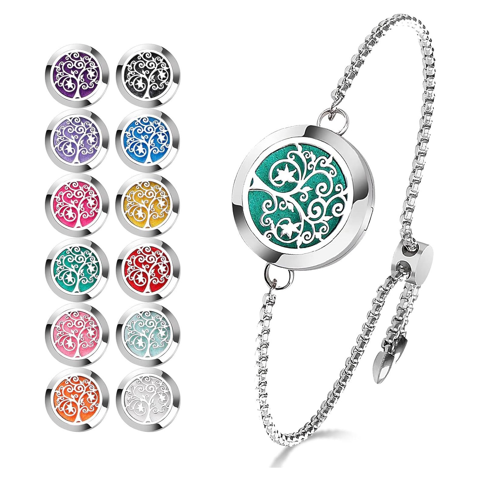 Pulsera Difusora de Aceite Esencial ttstar Plata Ajustable