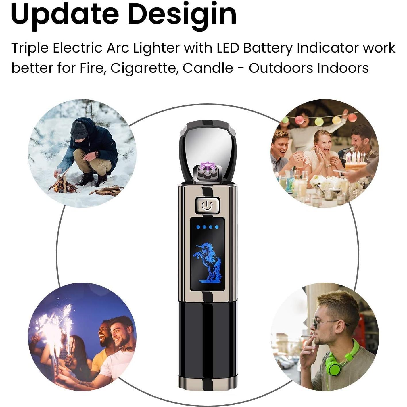 Encendedor Eléctrico Recargable Anglink Triple Arco a Prueba de Viento