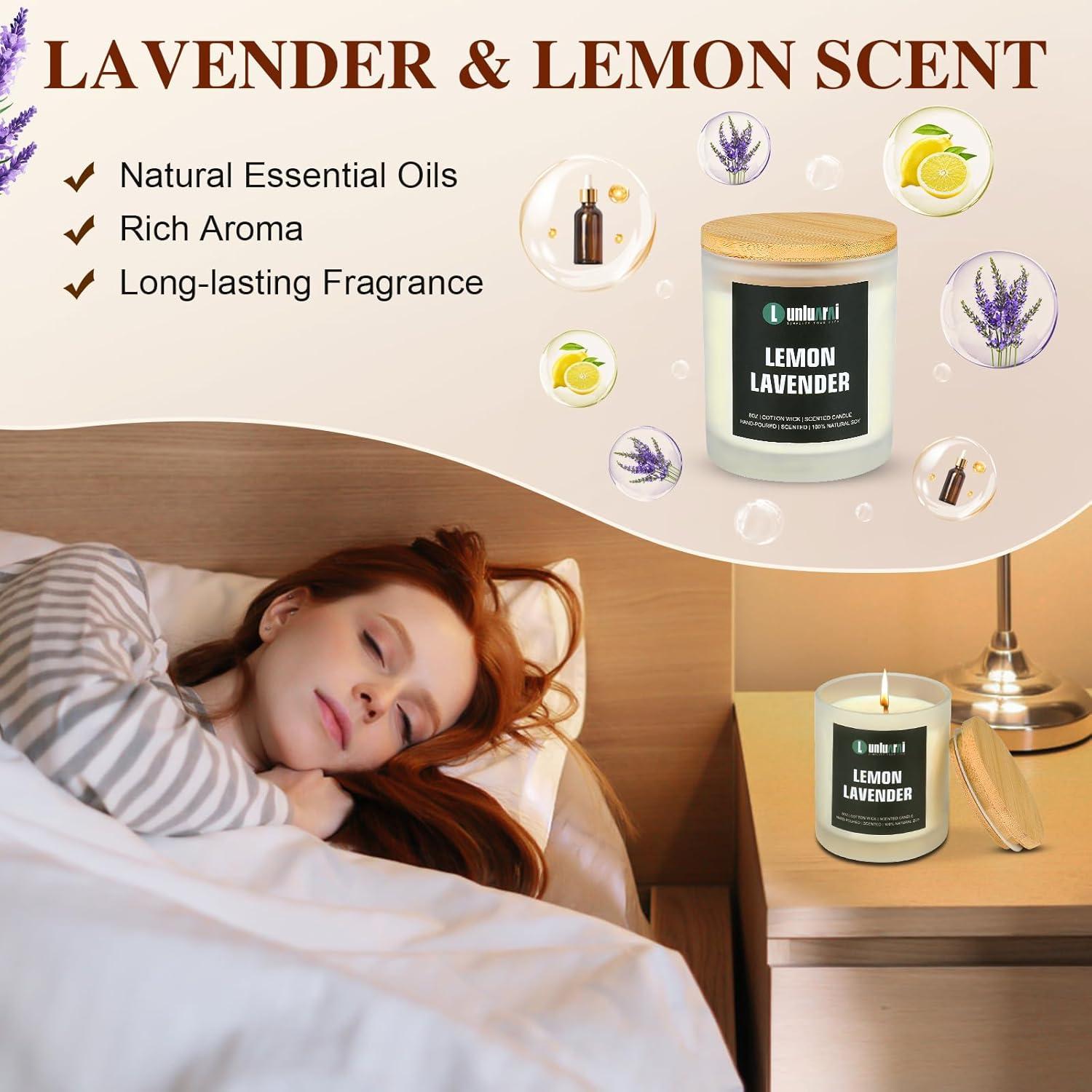 Vela Aromática de Lavanda y Limón Lunluarai 8oz No Tóxica