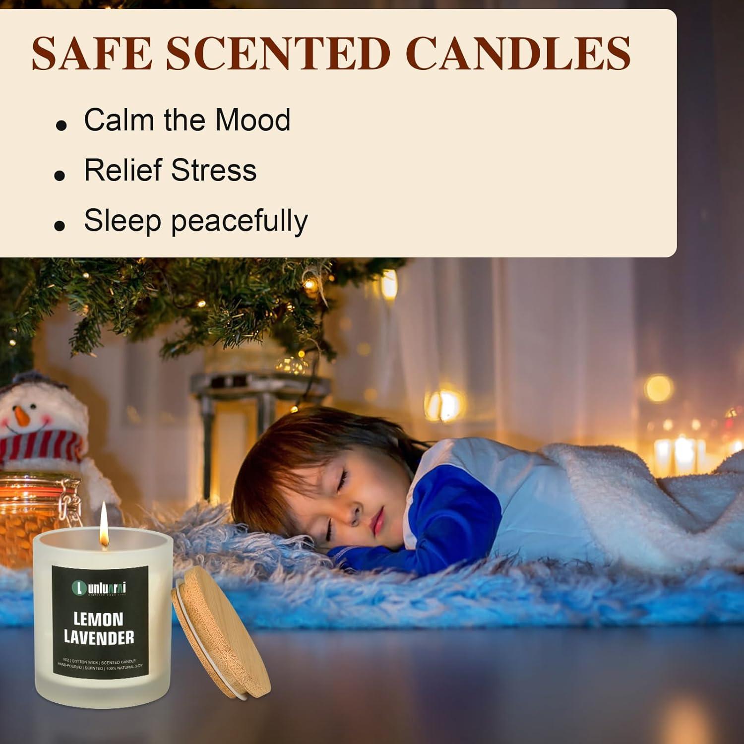 Vela Aromática de Lavanda y Limón Lunluarai 8oz No Tóxica