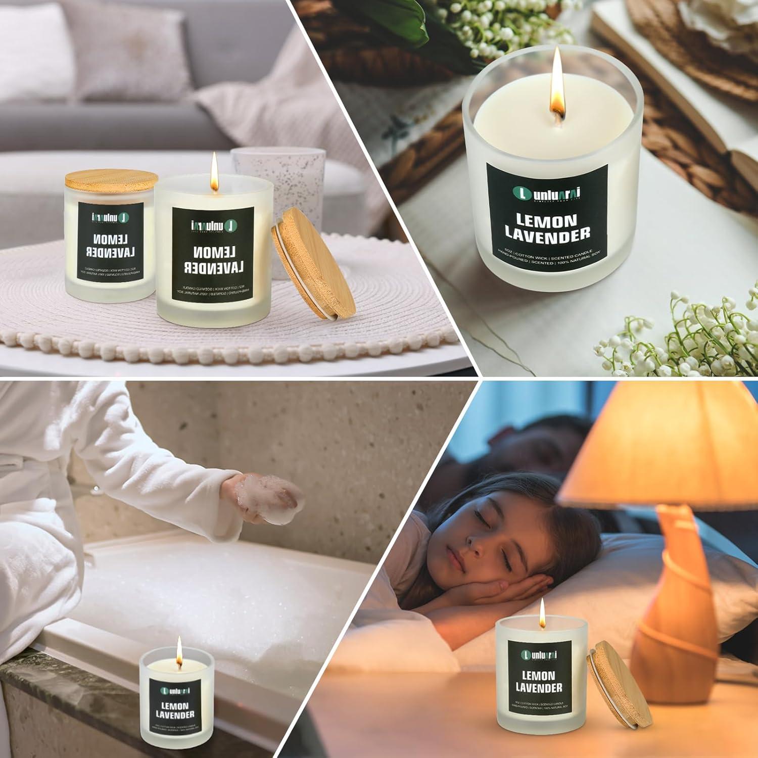 Vela Aromática de Lavanda y Limón Lunluarai 8oz No Tóxica