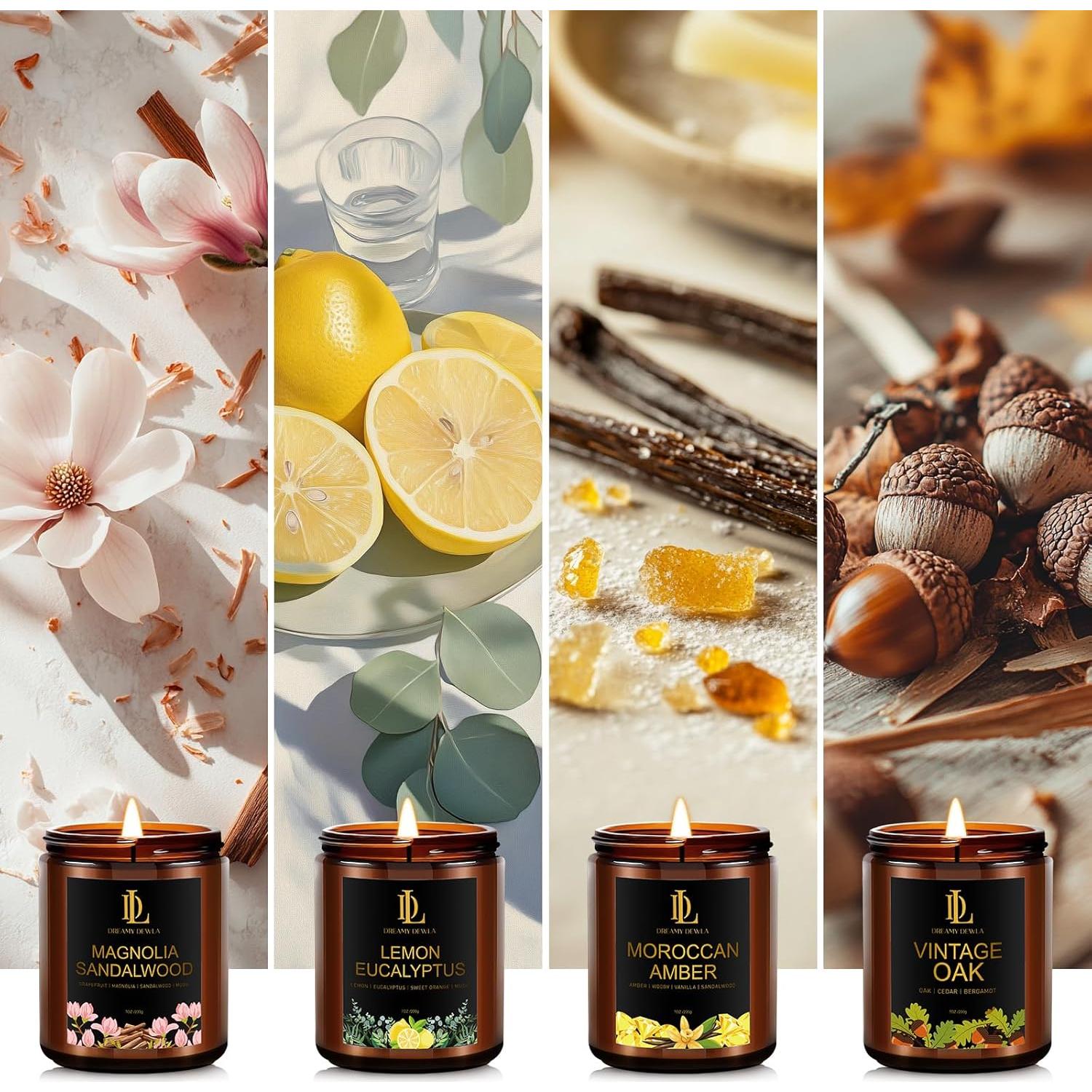 Juego de Velas Aromáticas 4 Pack DL DREAMY DEWLA - Soja 200 Horas