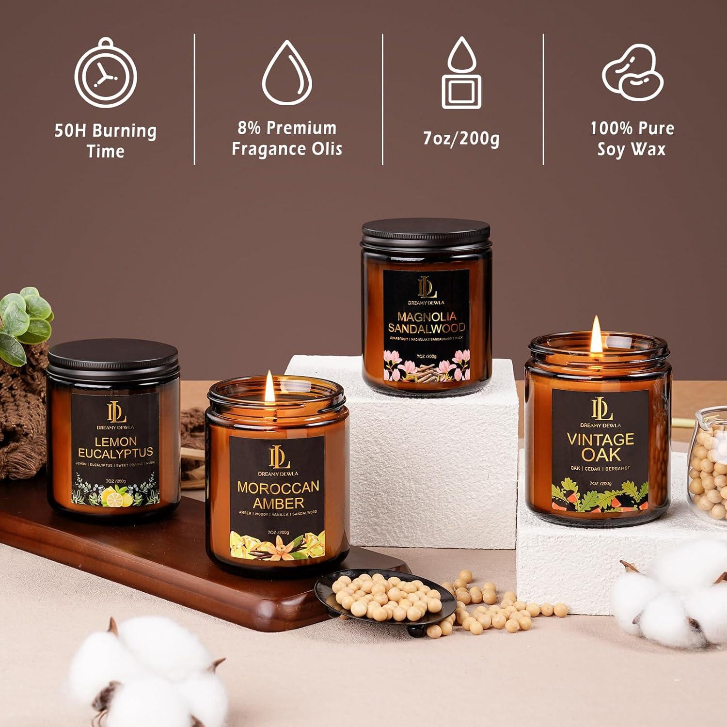 Juego de Velas Aromáticas 4 Pack DL DREAMY DEWLA - Soja 200 Horas
