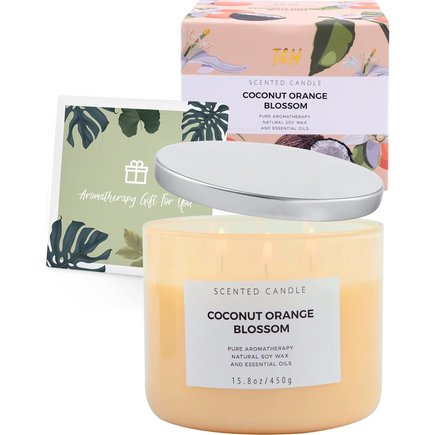 Vela Aromática de 3 Mechas T&H Coco y Flor de Naranjo 448 g