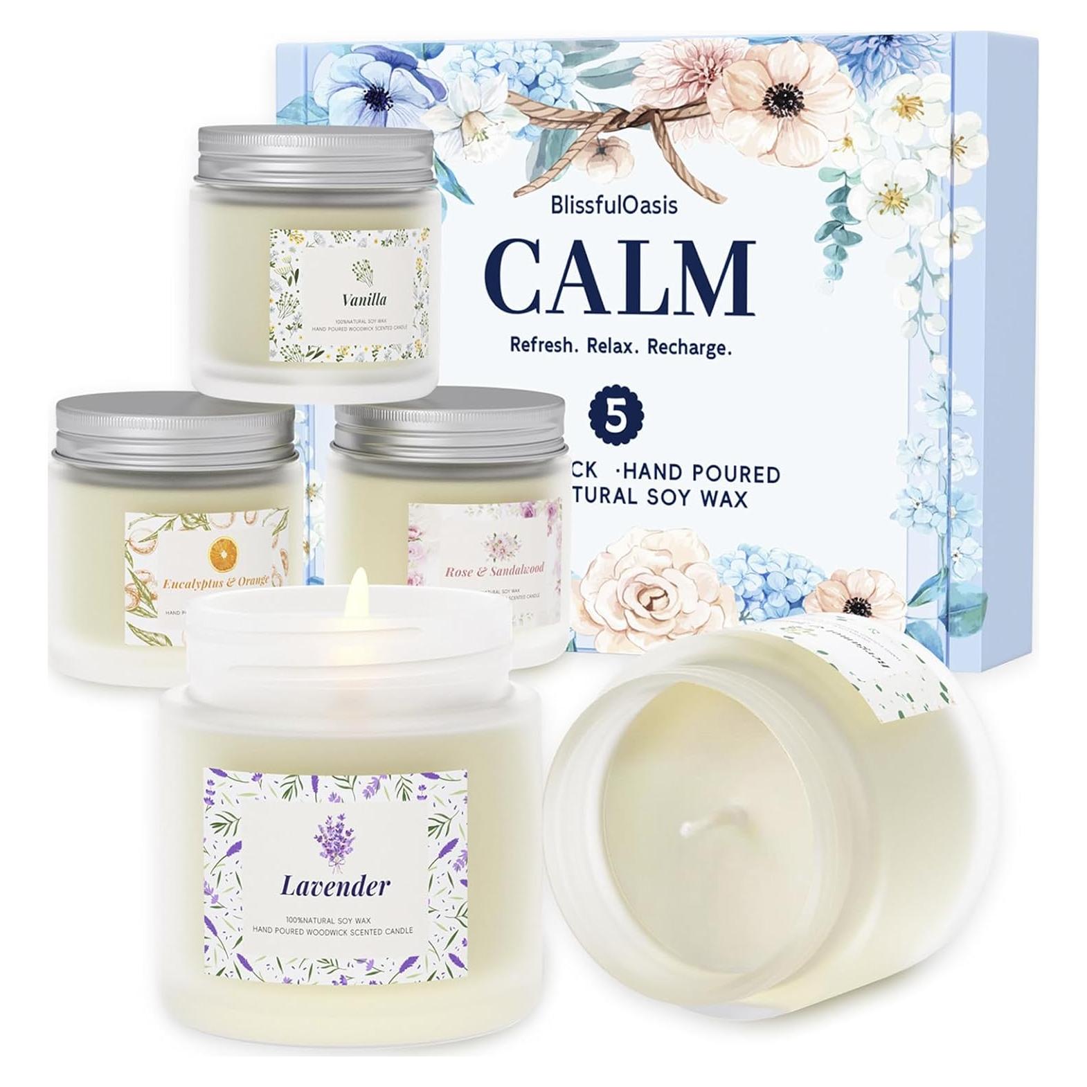 Set de 5 Velas Aromáticas BlissfulOasis - Cera de Soya Natural