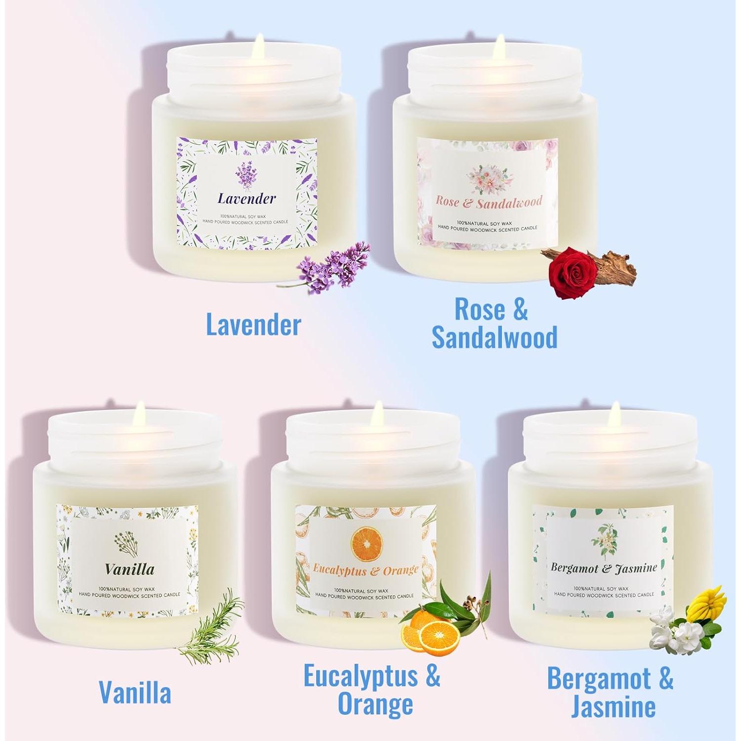 Set de 5 Velas Aromáticas BlissfulOasis - Cera de Soya Natural