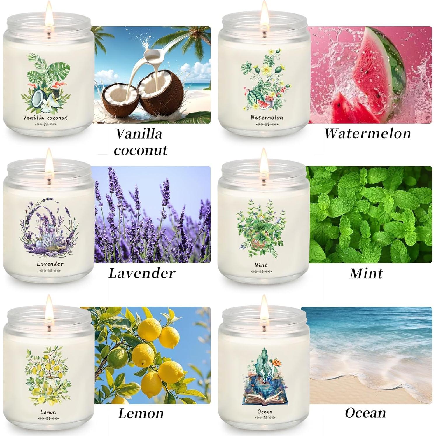 Juego de Velas Aromáticas Yinuo - 6 Pack Cera de Soja 198g