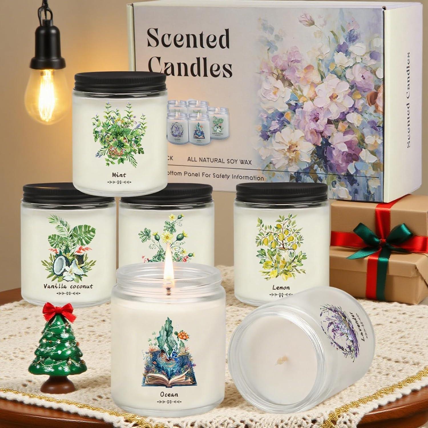 Juego de Velas Aromáticas Yinuo - 6 Pack Cera de Soja 198g