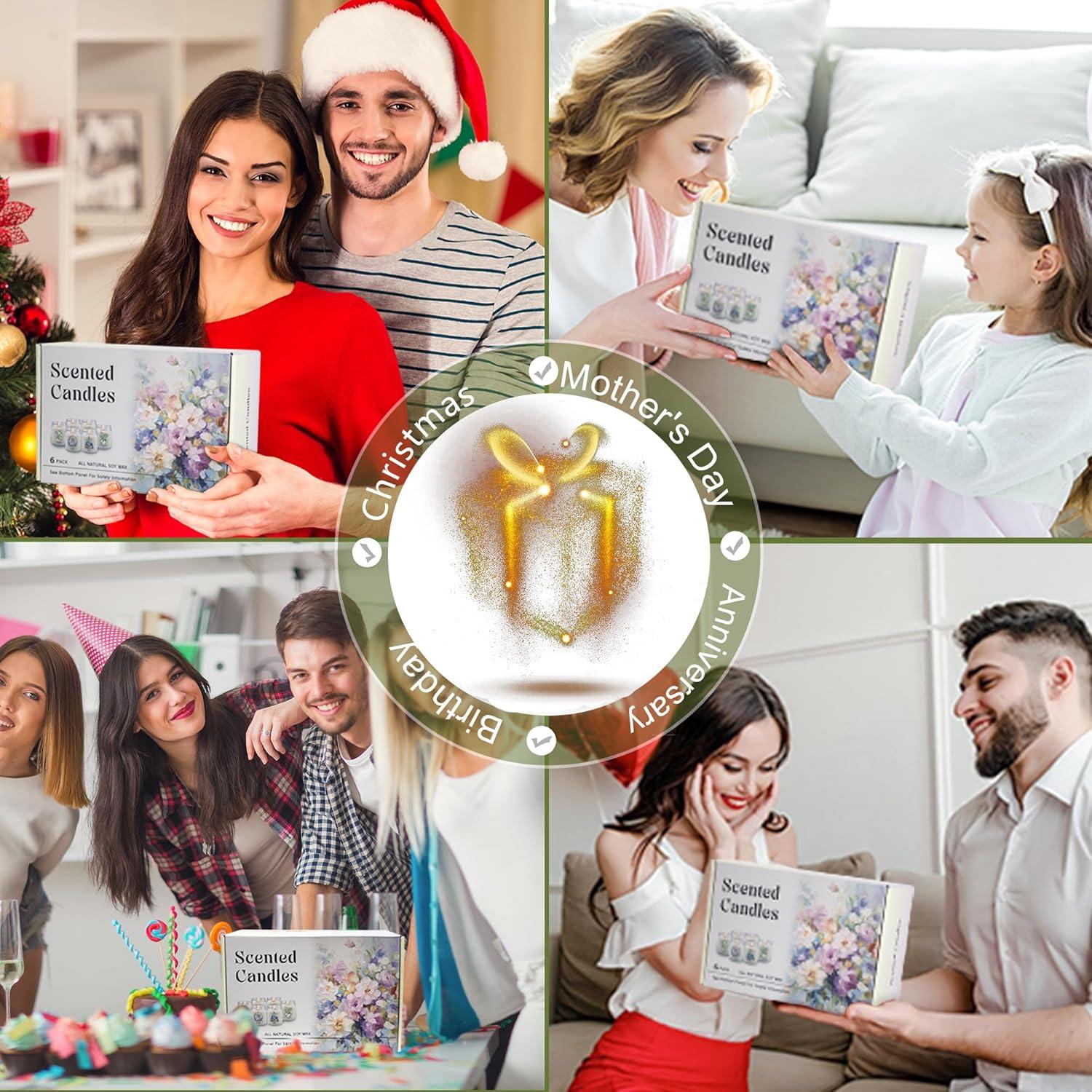 Juego de Velas Aromáticas Yinuo - 6 Pack Cera de Soja 198g