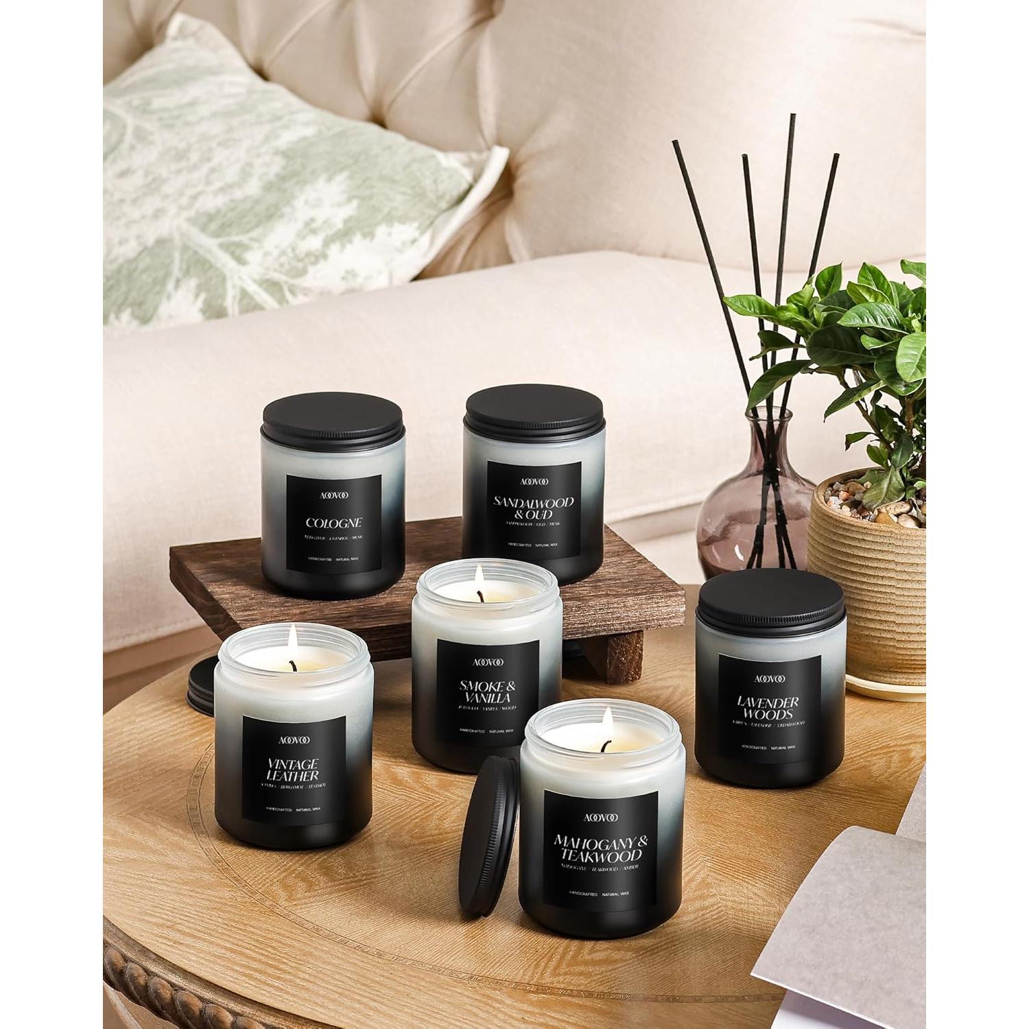 Conjunto de Velas Aromáticas AOOVOO - 6 Fragancias Masculinas
