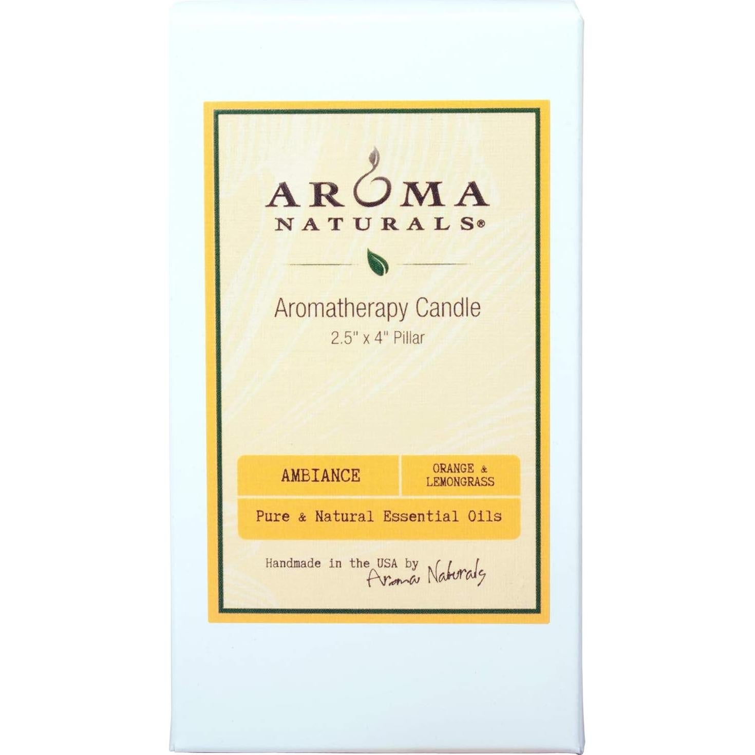 Vela Pilar Aromática Natural Aroma Naturals 6.35x10.16 cm Naranja y Hierba Limón
