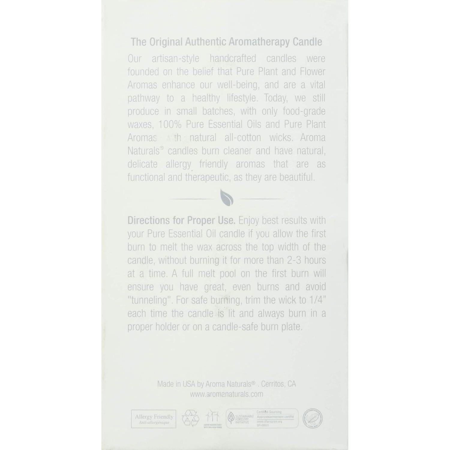 Vela Pilar Aromática Natural Aroma Naturals 6.35x10.16 cm Naranja y Hierba Limón