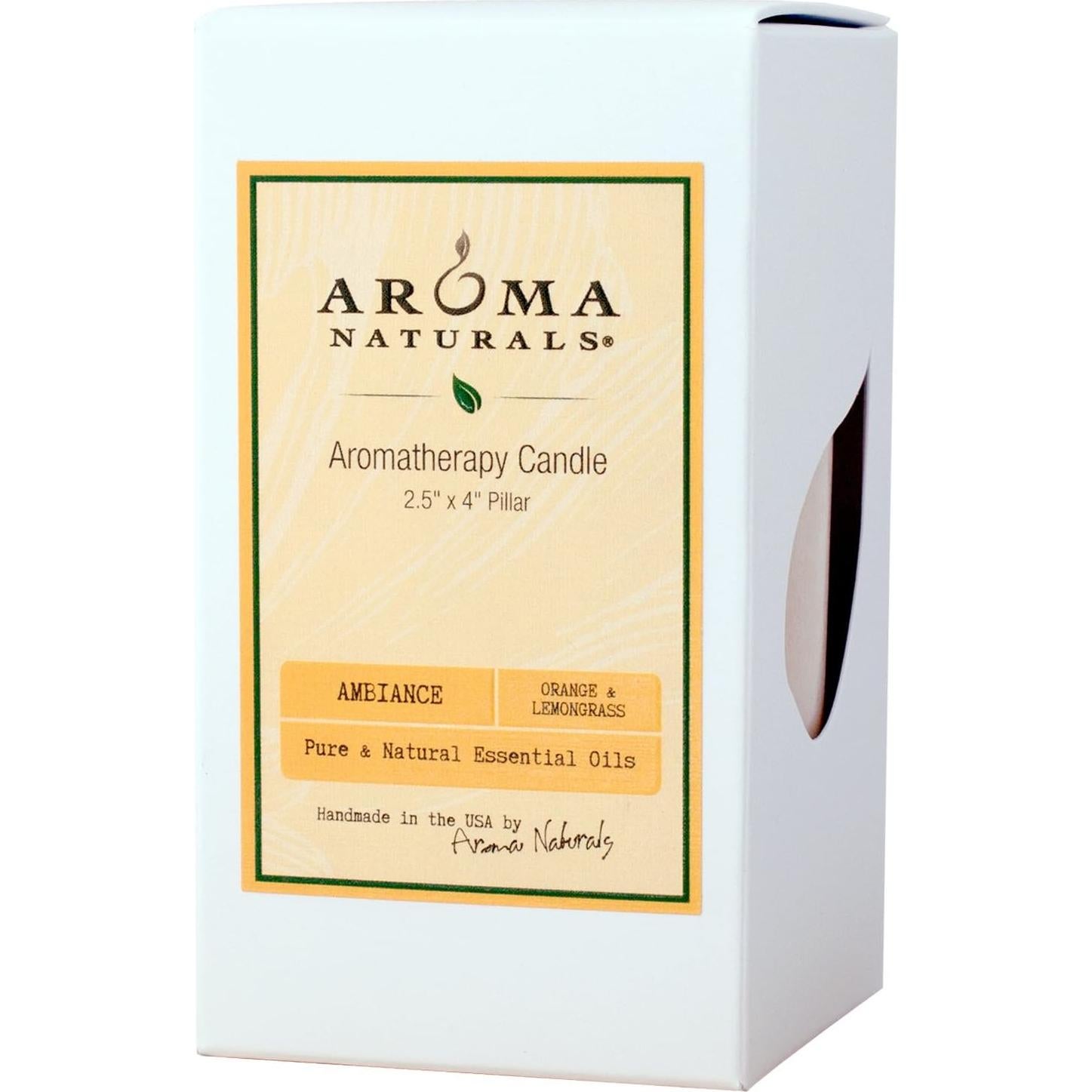 Vela Pilar Aromática Natural Aroma Naturals 6.35x10.16 cm Naranja y Hierba Limón