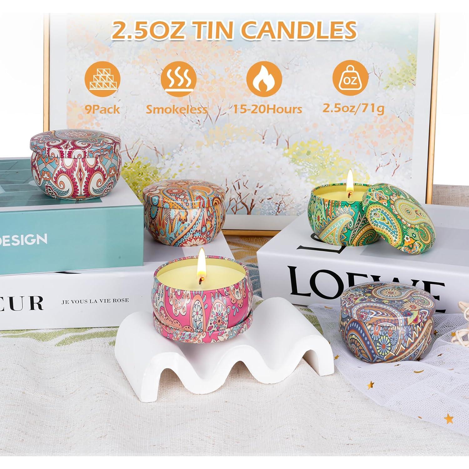 Set de 9 Velas Aromáticas OFUN de Cera de Soja 140-200 Horas