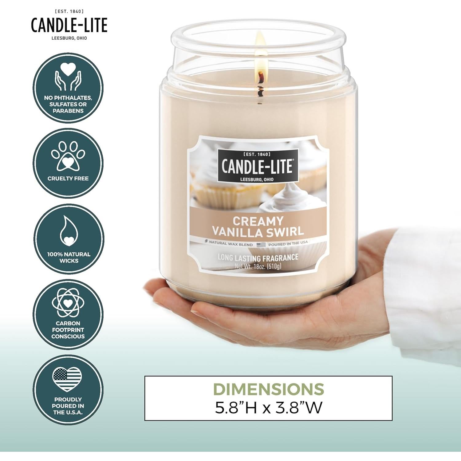 Vela Aromática Candle-lite 18 oz Remolino de Vainilla Cremosa