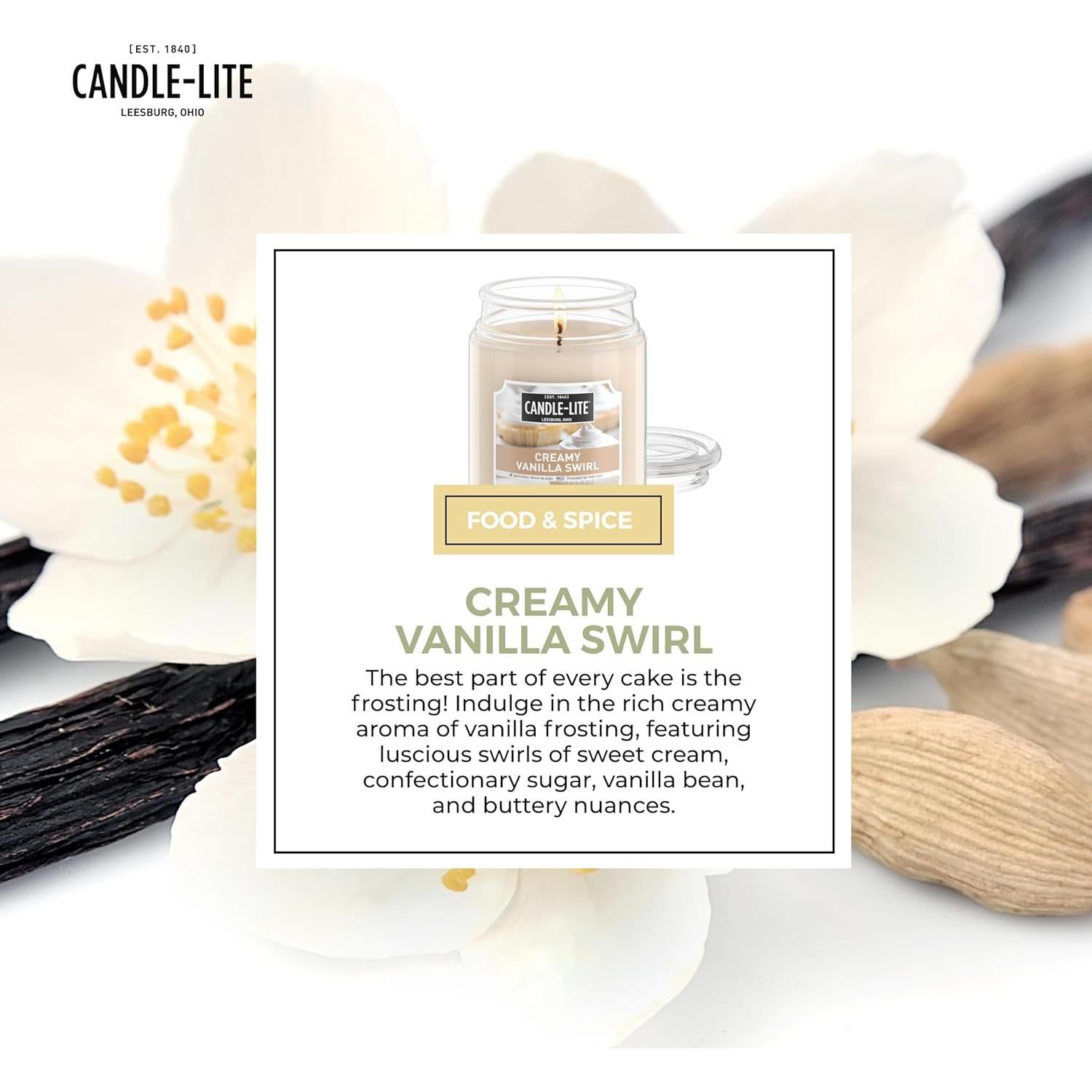 Vela Aromática Candle-lite 18 oz Remolino de Vainilla Cremosa