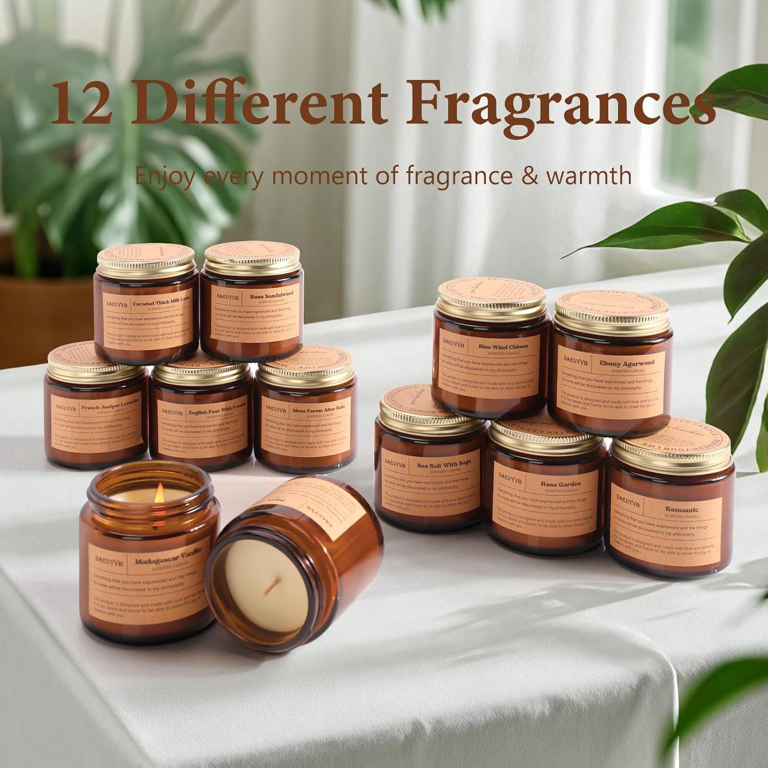 Set de 12 Velas Aromáticas de Soja SAEUYVB - 20 horas